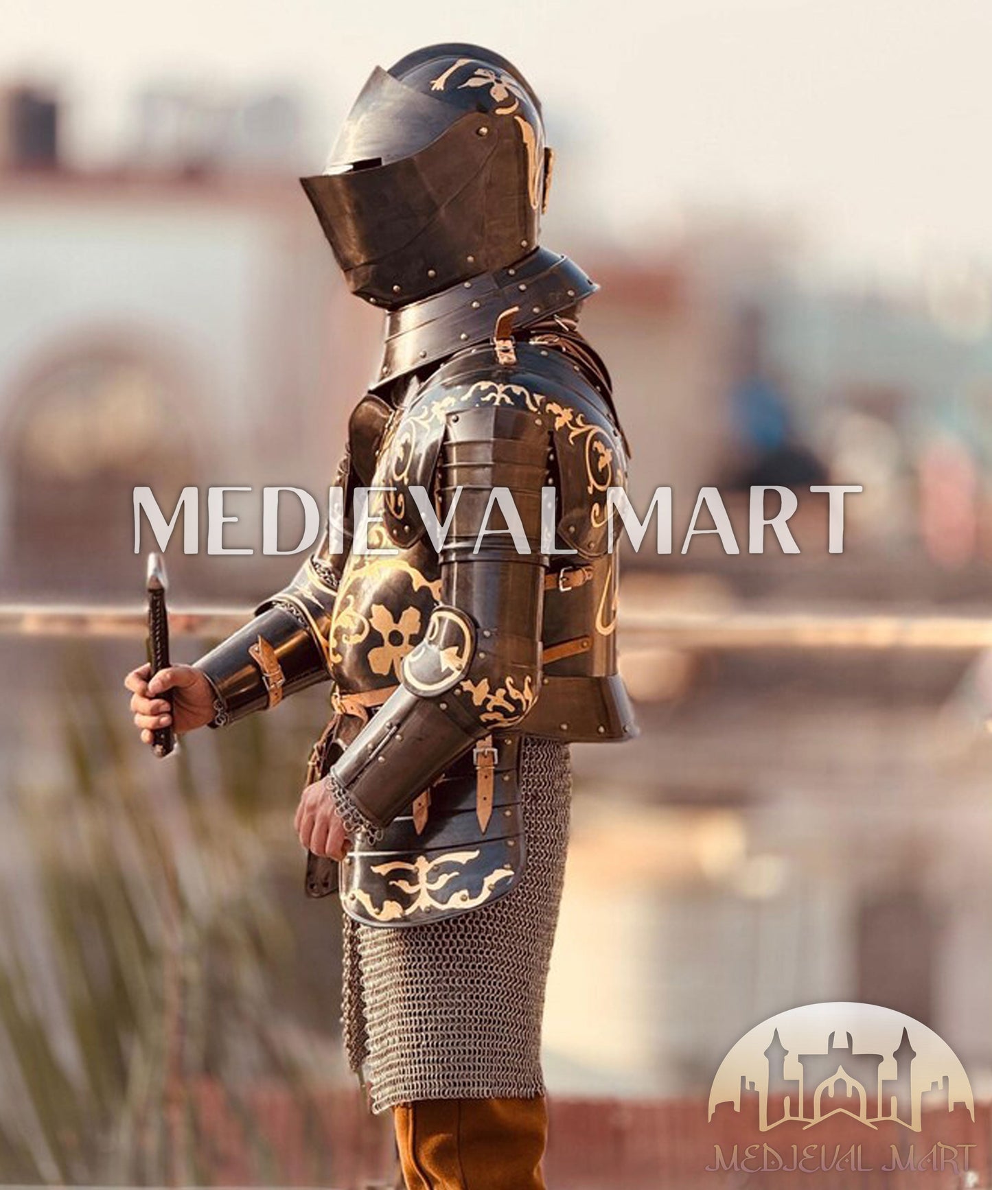 MEDIEVALMART FR Armure Médiévale de l’Empire Romain Kastenbrust – Armure Complète en Plaques avec Épée Alexander (ROA 1332)