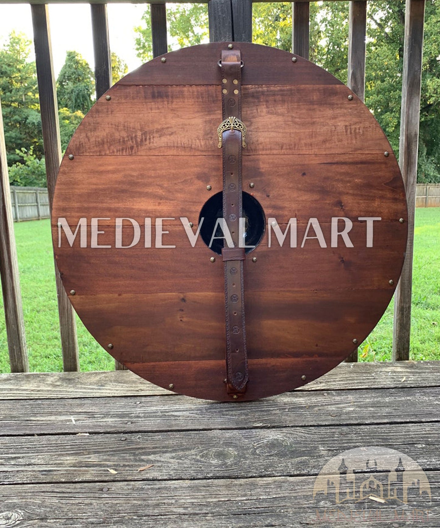 MEDIEVALMART FR Bouclier Viking Iconique Jarl Borg à Pointes en Fer – Bouclier Viking Battleworn | Cadeau pour Papa