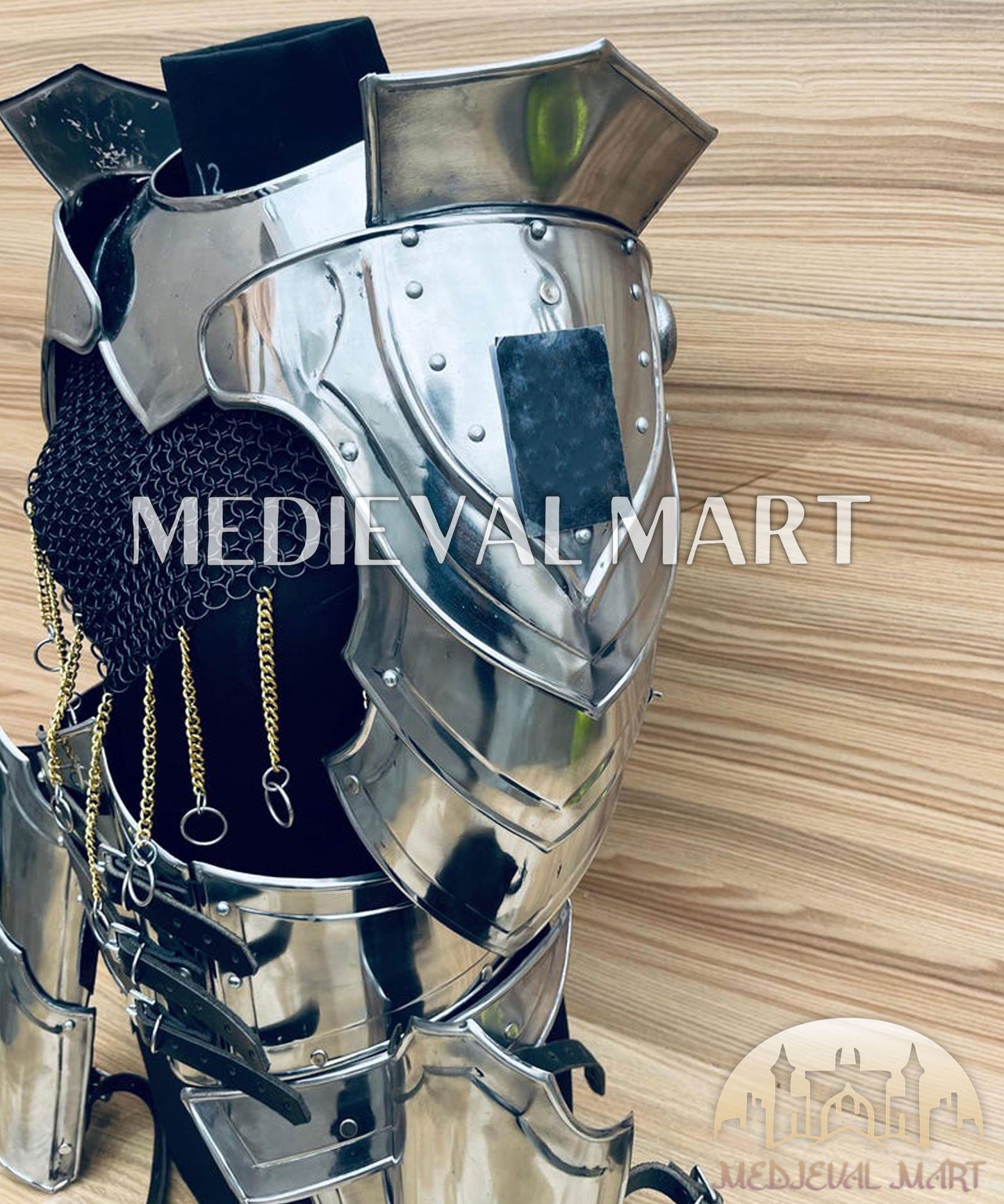 MEDIEVALMART FR Armure de Combat du XIVe Siècle – Ensemble Complet d’Armure de Buhurt avec Bassinet Klappvisor & Épée