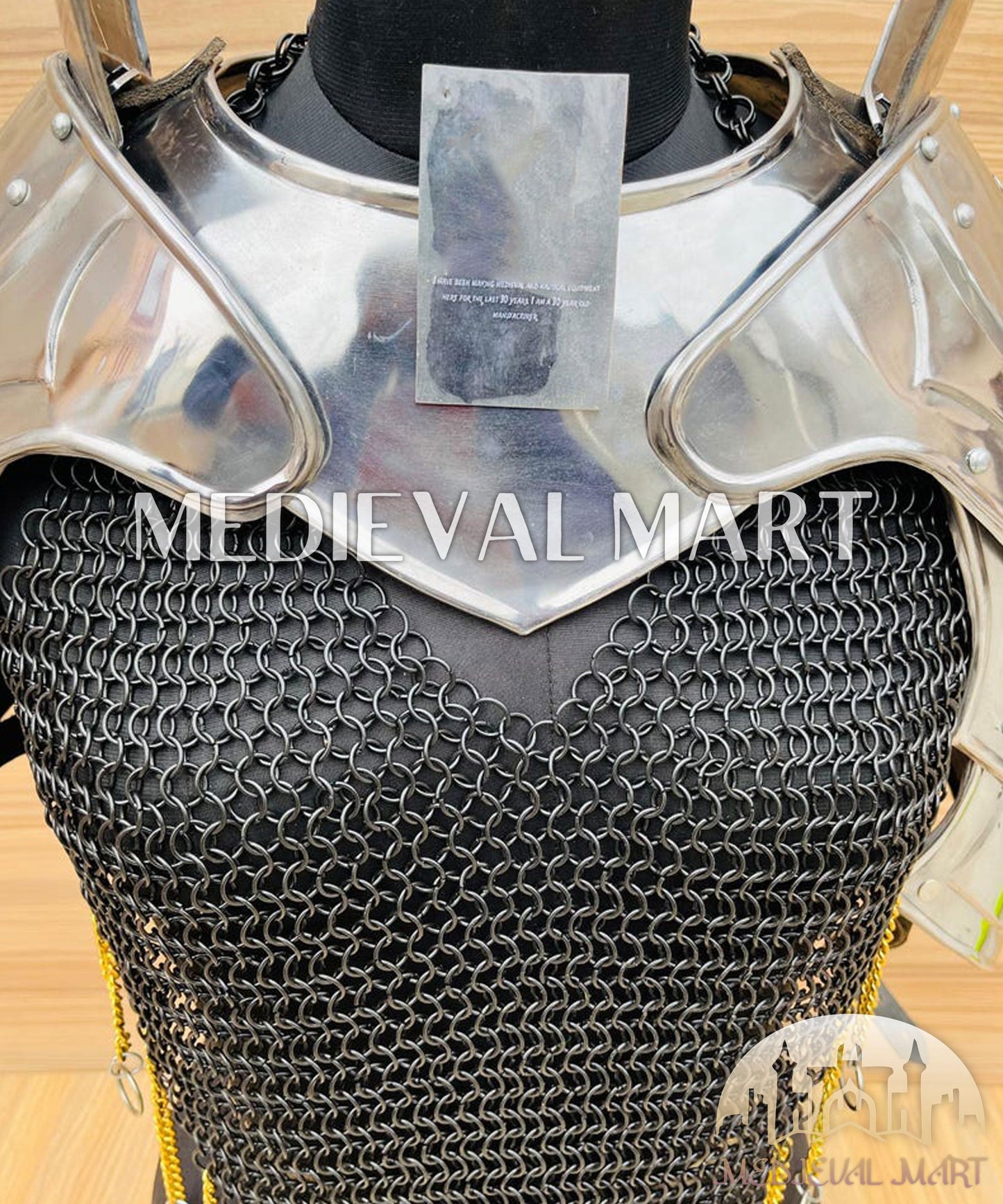 MEDIEVALMART FR Bouclier Viking Iconique Valhalla Noir/Gris – Ivar le Désossé avec Pointes en Fer | Cadeau pour Papa