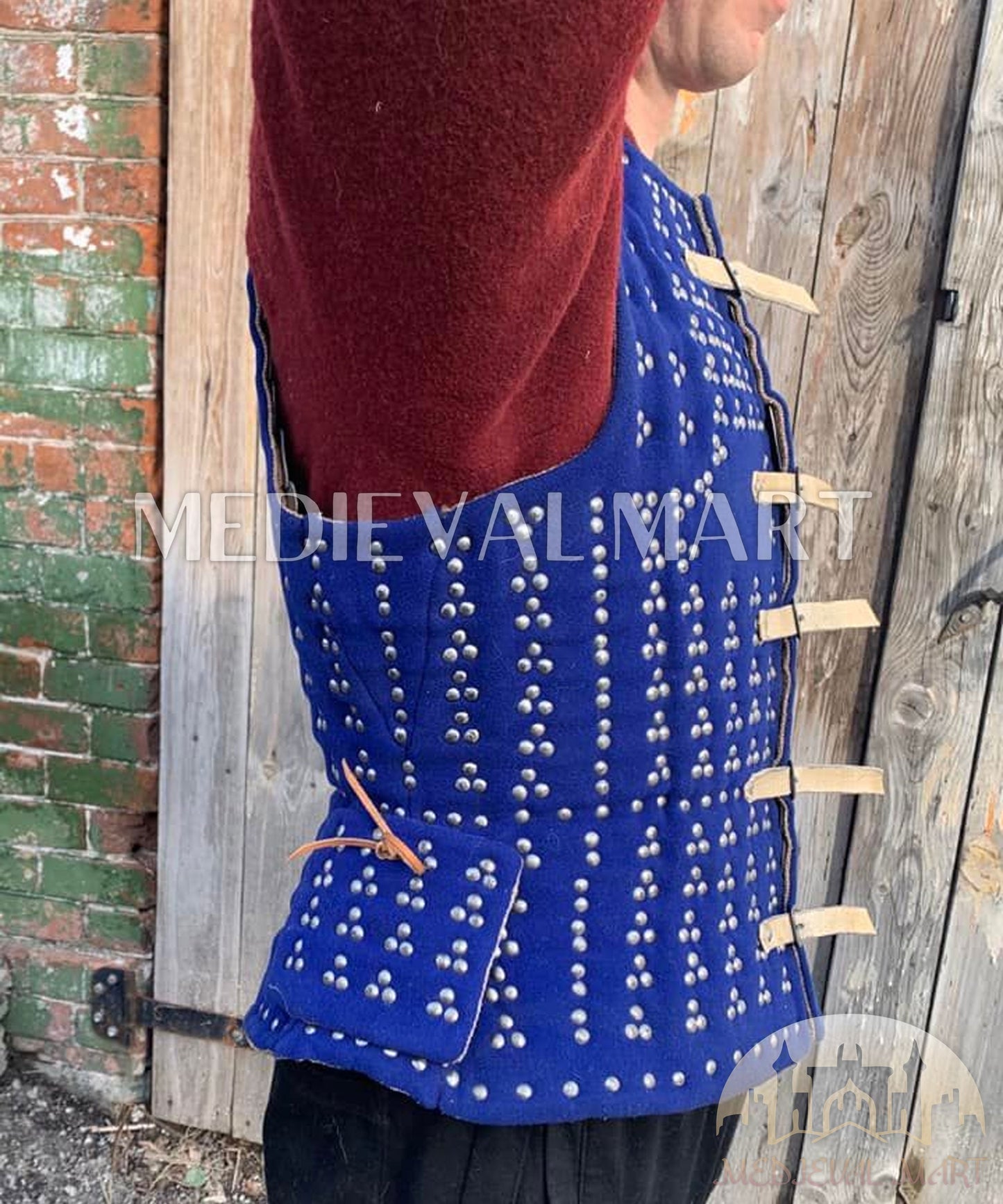 Armure Historique Renaissance – Brigandine à Plaques – PREMIUM Bleu – Type Royal – Wimbledon