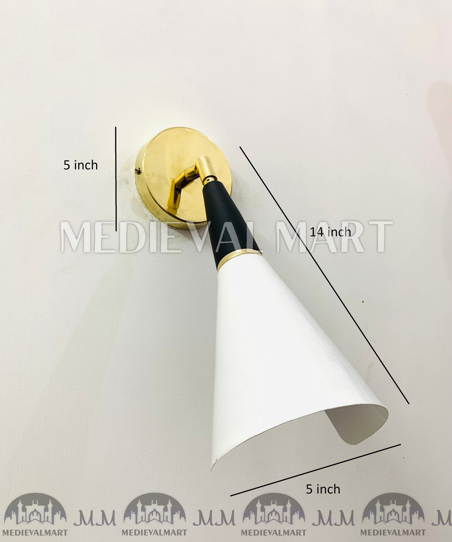 MEDIEVALMART FR Applique Murale À Double Cône En Laiton Marron, Lampe De Coiffeuse Fabriquée À La Main