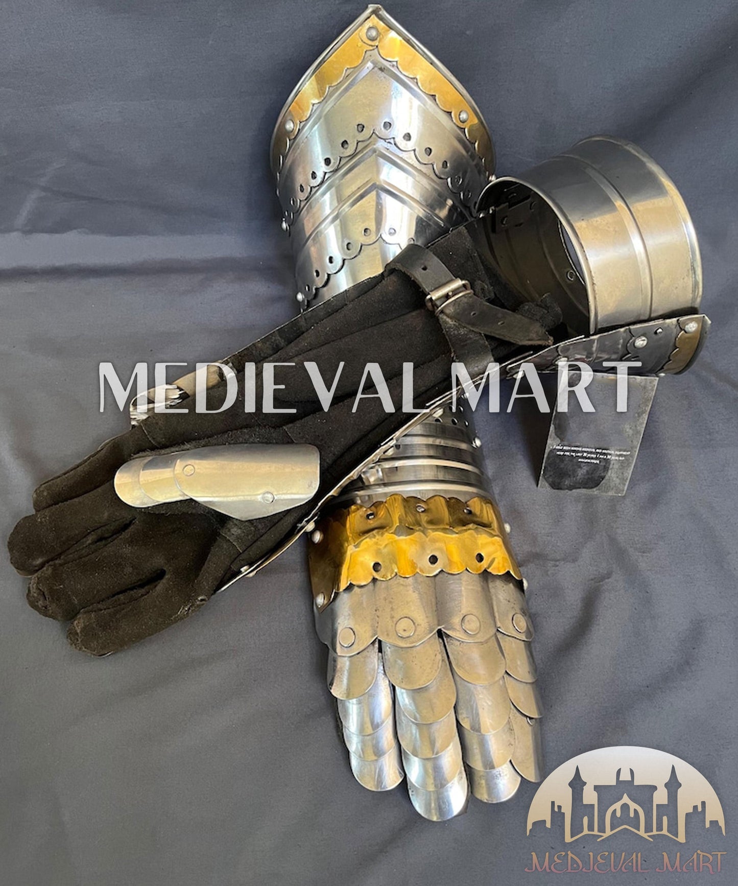 MEDIEVALMART FR Ensemble Exclusif De Gantelets Noirs Inspirés De Sauron Witcher LOTR Avec Décor Doré