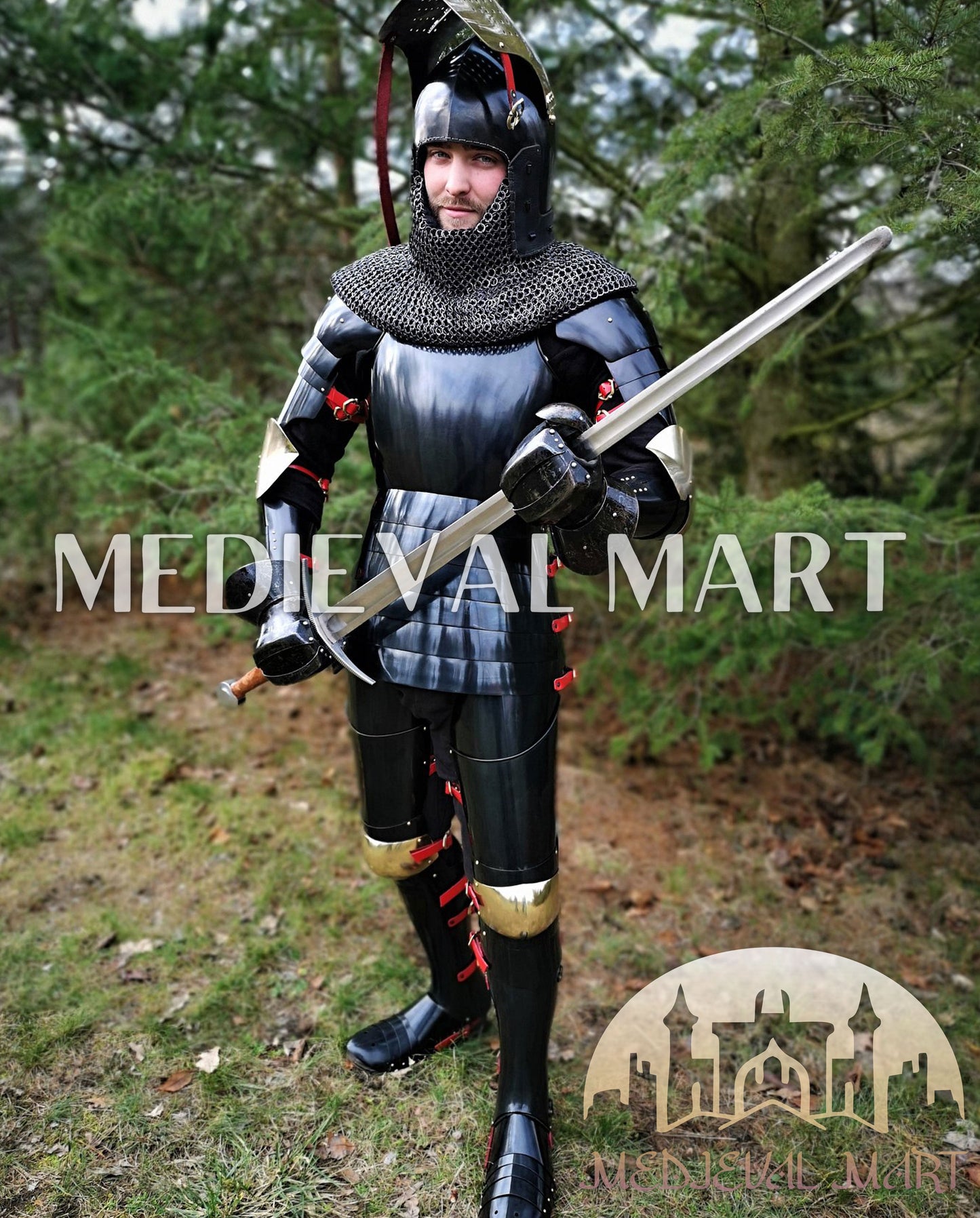 MEDIEVALMART FR Armure Médiévale de l’Empire Romain Kastenbrust – Armure Complète en Plaques avec Épée Alexander (ROA 1332)