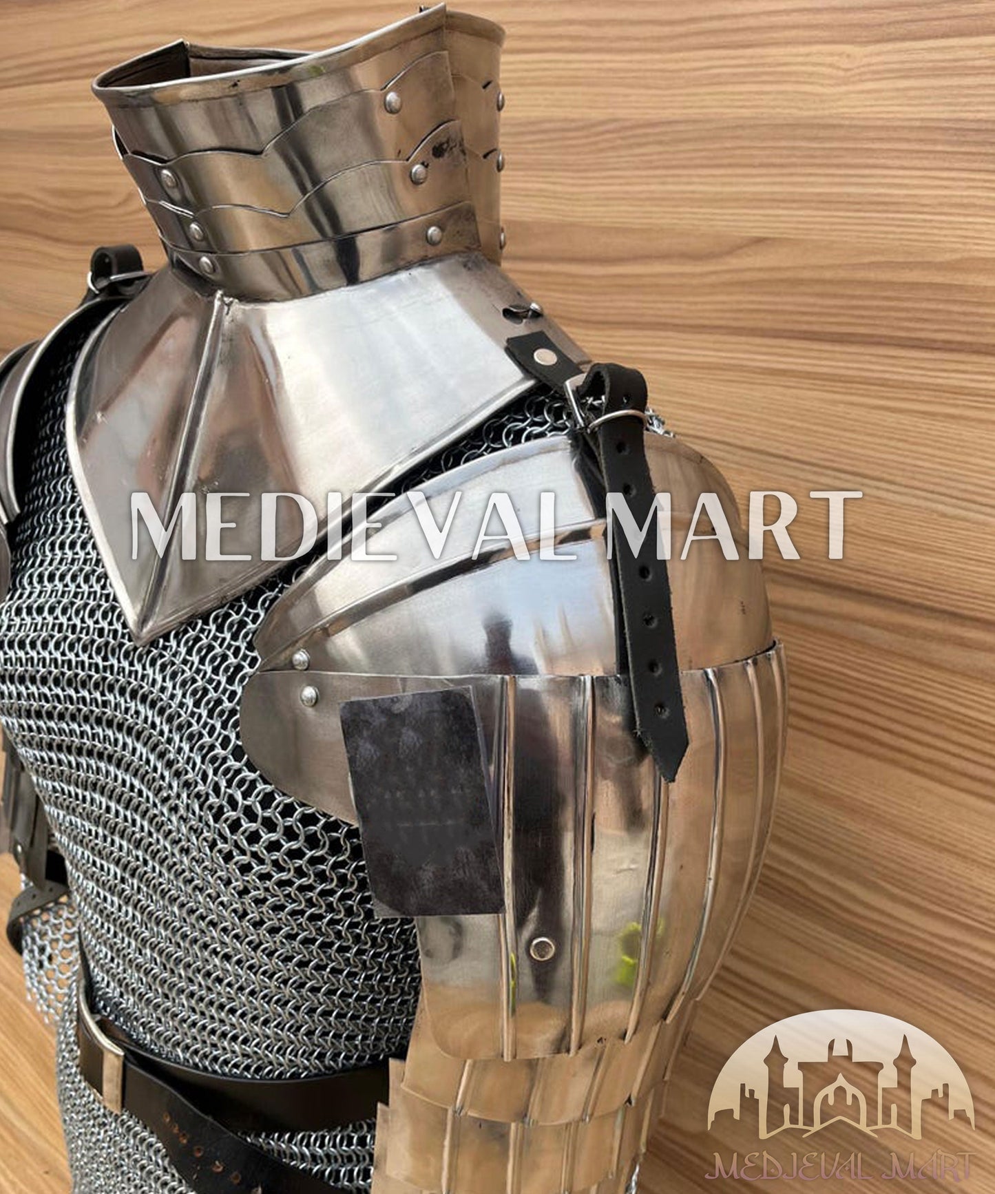 MEDIEVALMART FR Bouclier Viking Iconique Valhalla Noir/Gris – Ivar le Désossé avec Pointes en Fer | Cadeau pour Papa