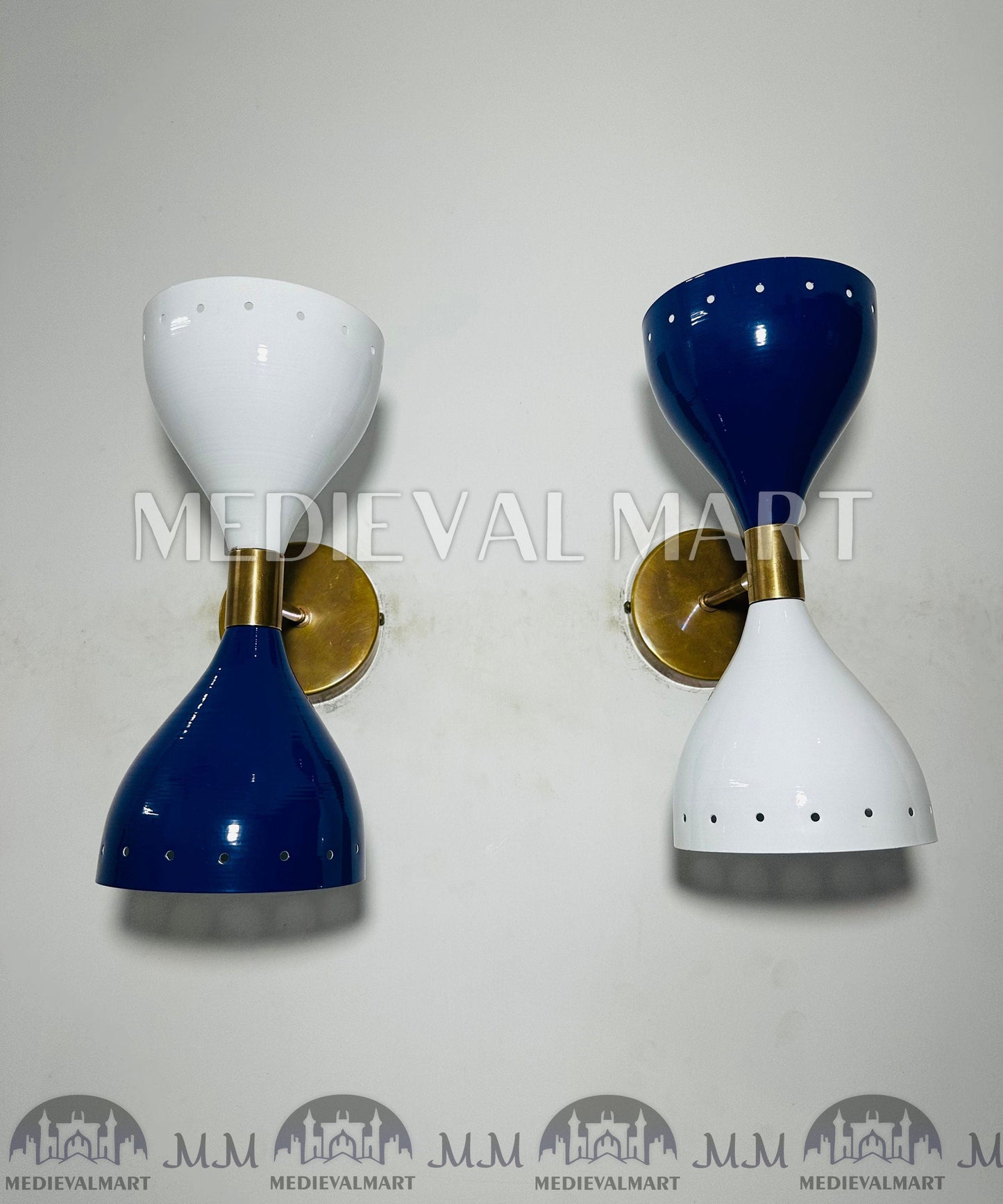 MEDIEVALMART FR Applique Murale À Double Cône En Laiton Marron, Lampe De Coiffeuse Fabriquée À La Main