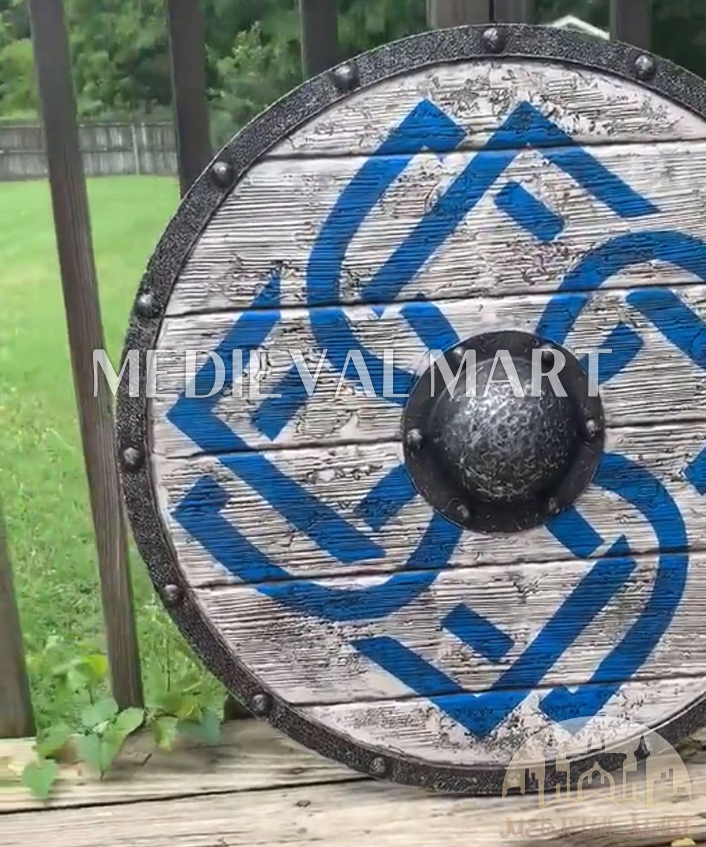 MEDIEVALMART FR Bouclier Viking Iconique Jarl Borg à Pointes en Fer – Bouclier Viking Battleworn | Cadeau pour Papa