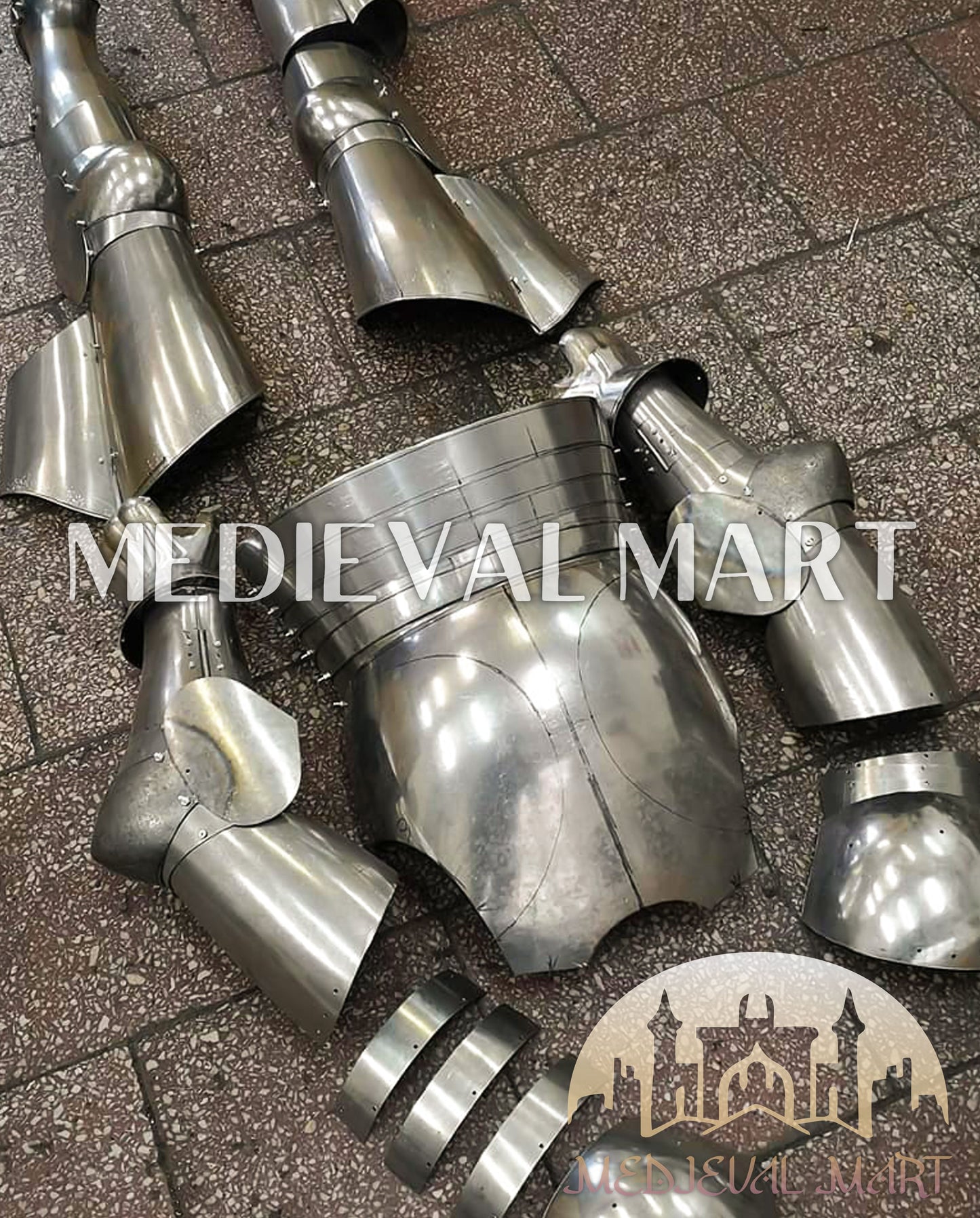 MEDIEVALMART FR Armure Médiévale de l’Empire Romain Kastenbrust – Armure Complète en Plaques avec Épée Alexander (ROA 1332)