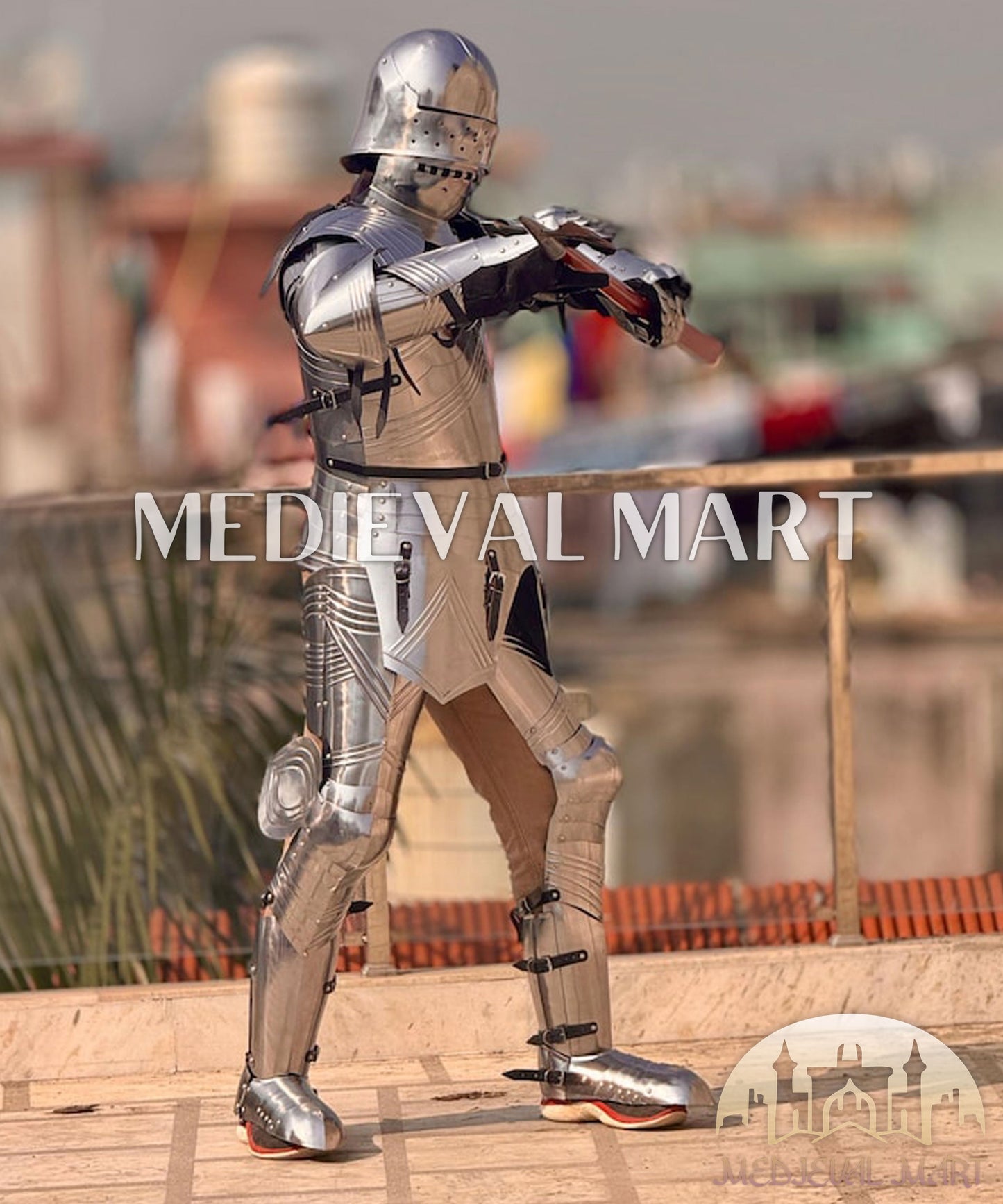 MEDIEVALMART FR Armure Médiévale de l’Empire Romain Kastenbrust – Armure Complète en Plaques avec Épée Alexander (ROA 1332)