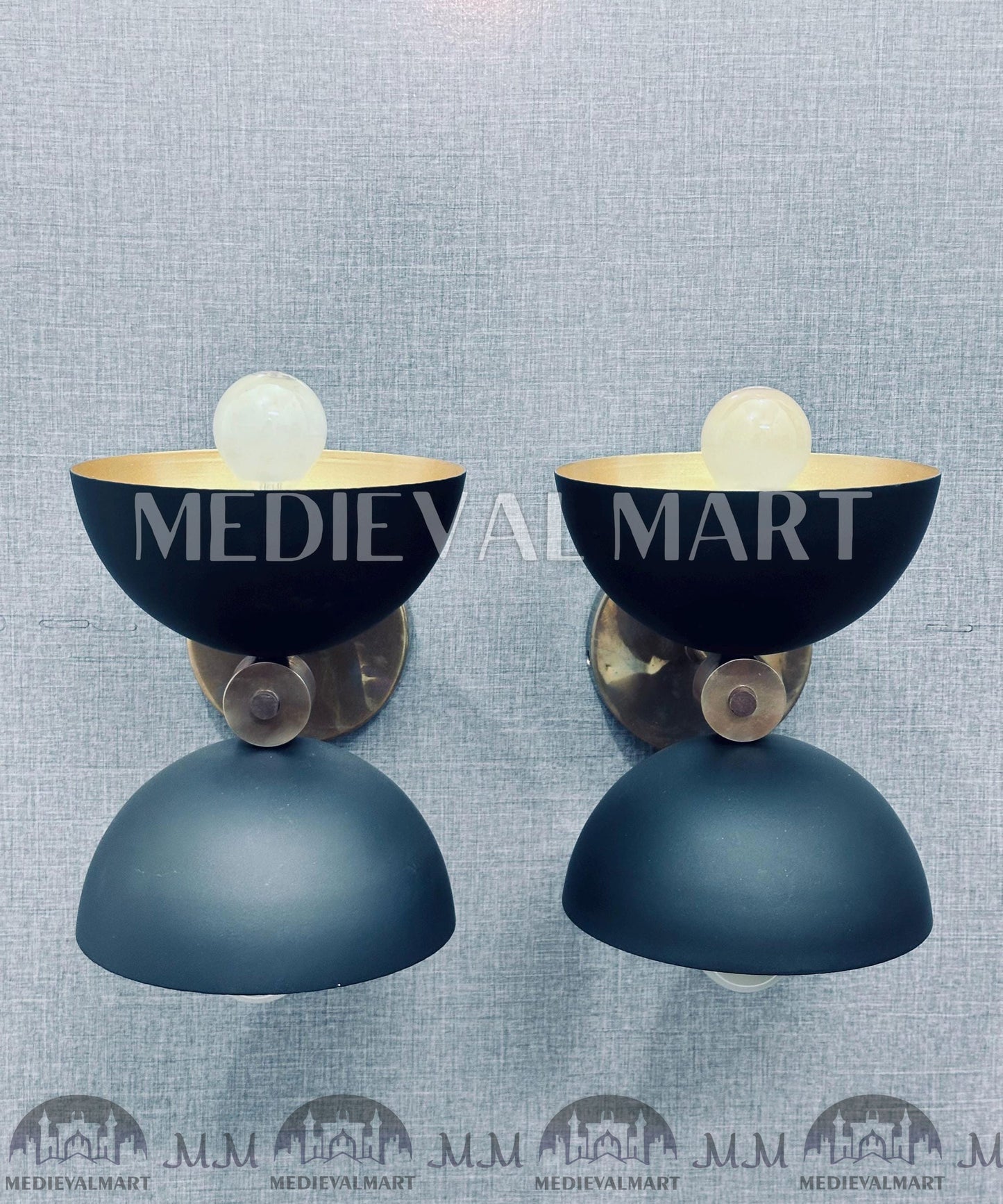 MEDIEVALMART FR Applique Murale À Double Cône En Laiton Marron, Lampe De Coiffeuse Fabriquée À La Main