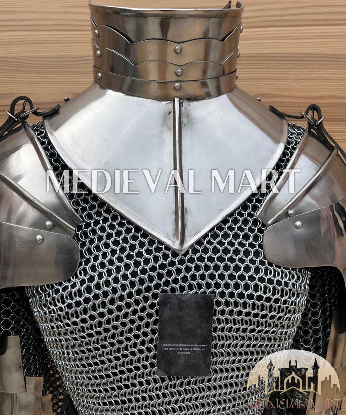 MEDIEVALMART FR Bouclier Viking Iconique Valhalla Noir/Gris – Ivar le Désossé avec Pointes en Fer | Cadeau pour Papa