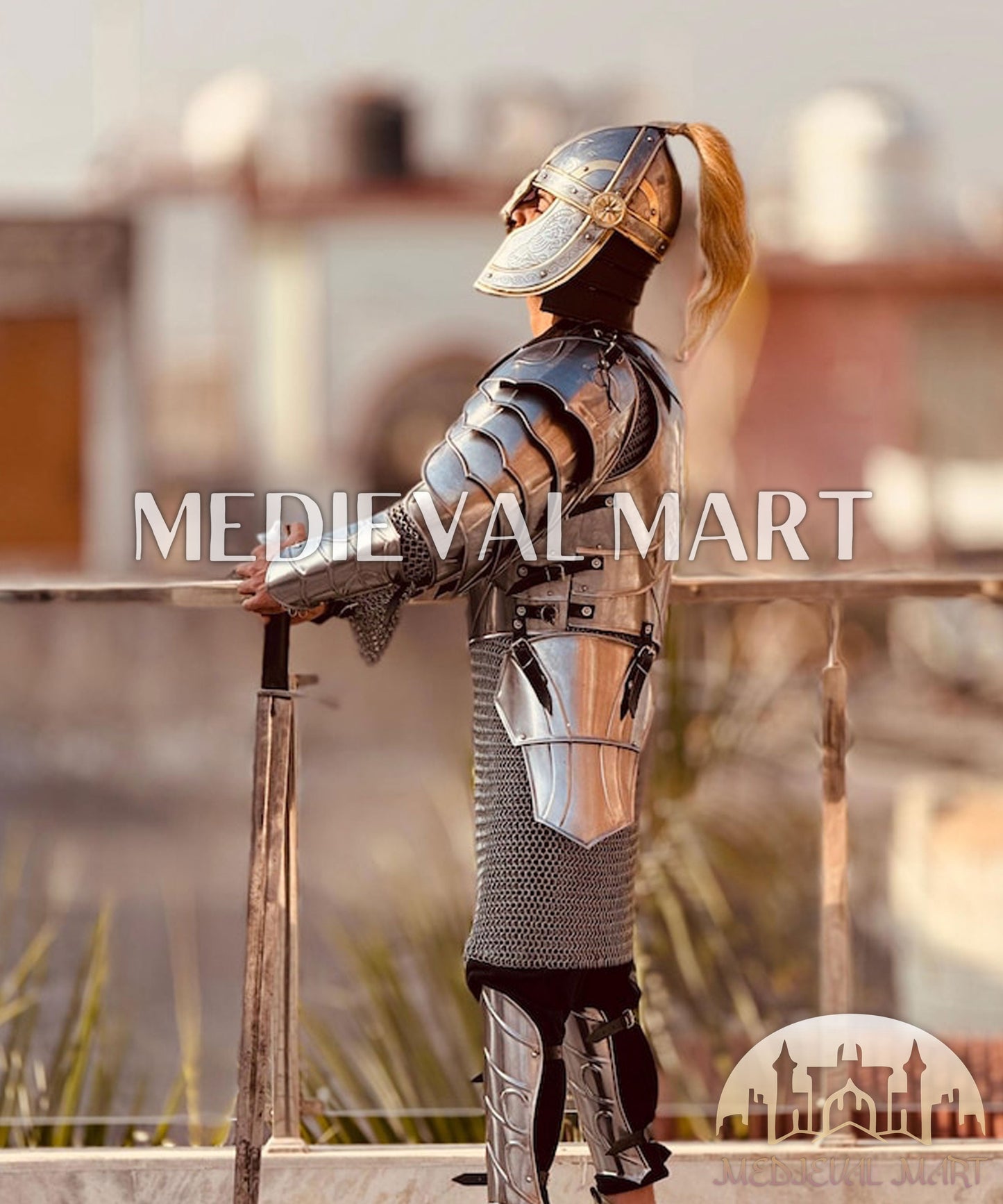 MEDIEVALMART FR Armure Médiévale de l’Empire Romain Kastenbrust – Armure Complète en Plaques avec Épée Alexander (ROA 1332)