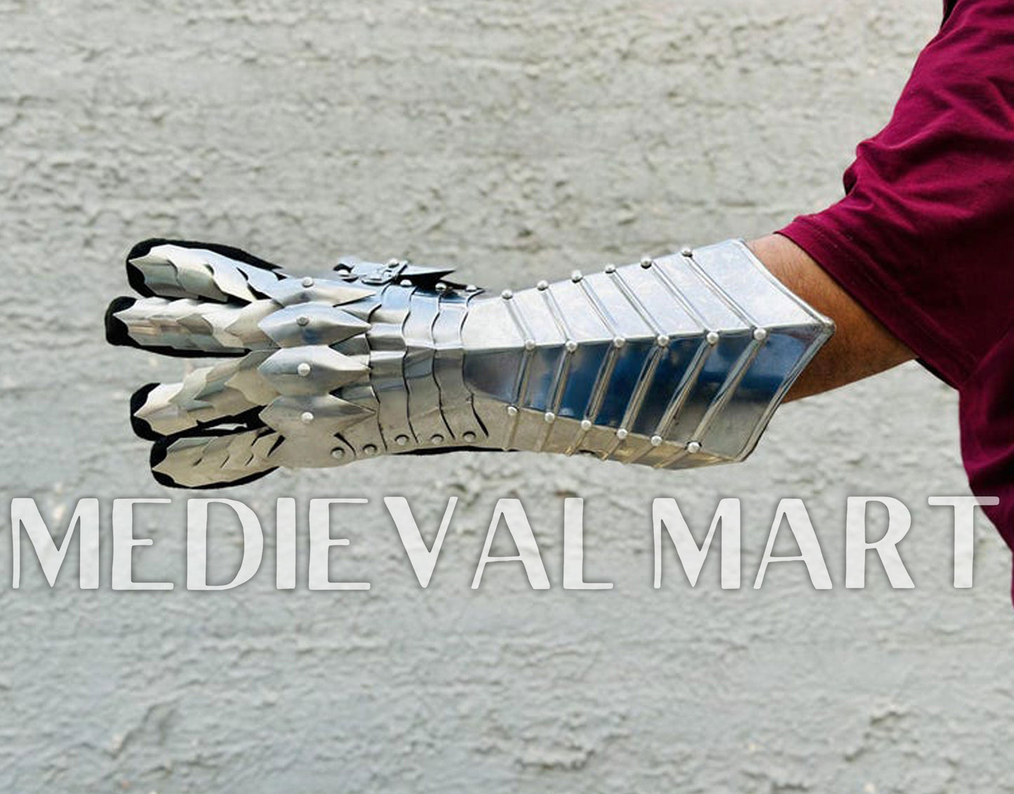MEDIEVALMART FR Ensemble De Gantelets Dorés Inspirés De Sauron Witcher LOTR Avec Étoile Bleue – Gants D’Armure Cosplay