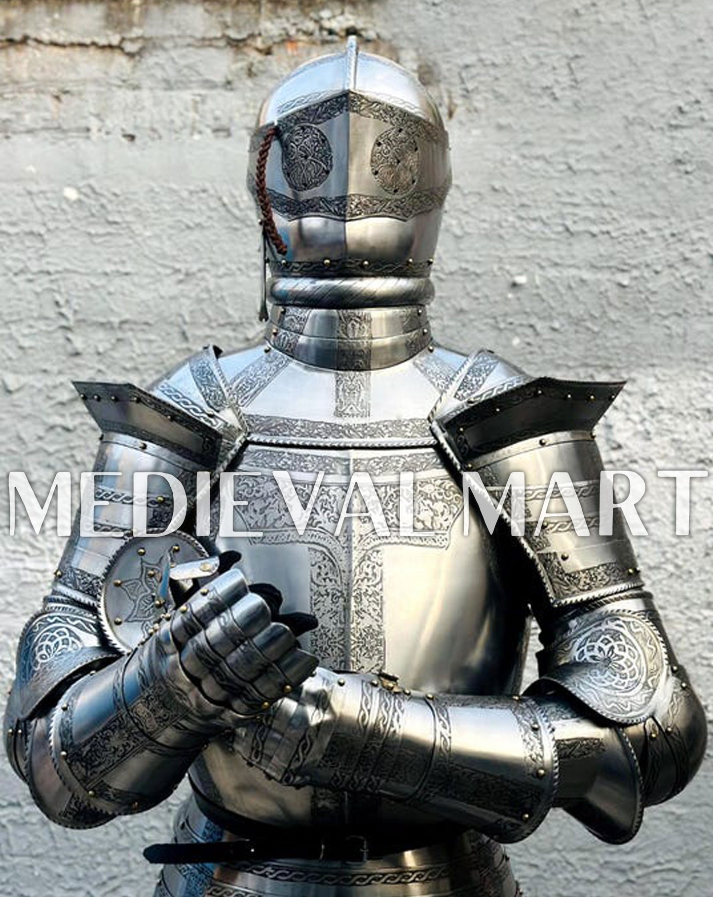 MEDIEVALMART FR Armure Médiévale de l’Empire Romain Kastenbrust – Armure Complète en Plaques avec Épée Alexander (ROA 1332)