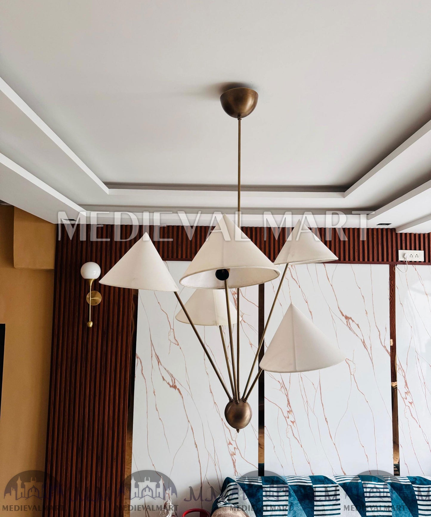 MEDIEVALMART FR Ensemble De Gantelets Dorés Inspirés De Sauron Witcher LOTR Avec Étoile Bleue – Gants D’Armure Cosplay