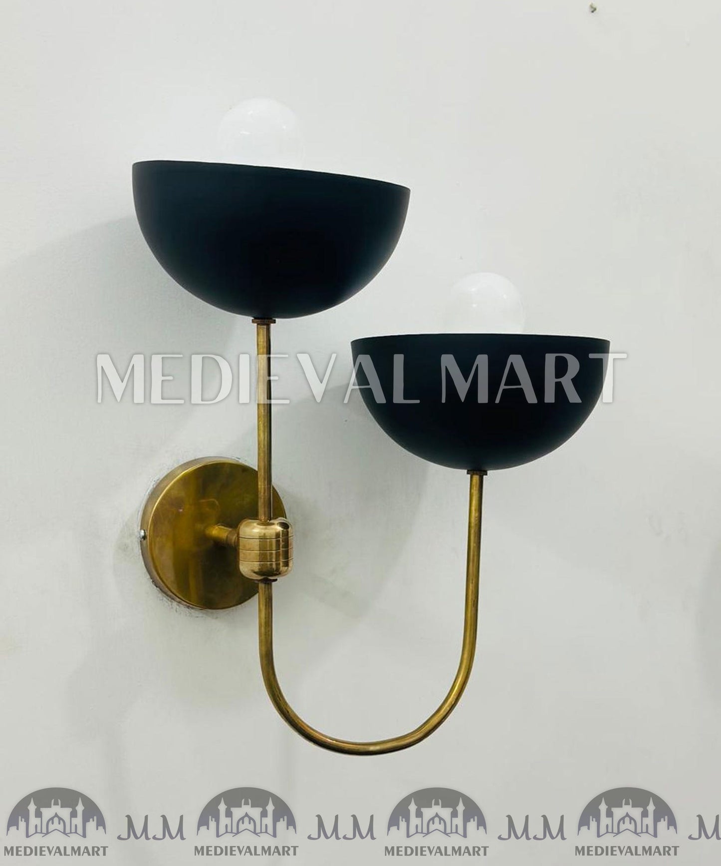 MEDIEVALMART FR Applique Murale À Double Cône En Laiton Marron, Lampe De Coiffeuse Fabriquée À La Main