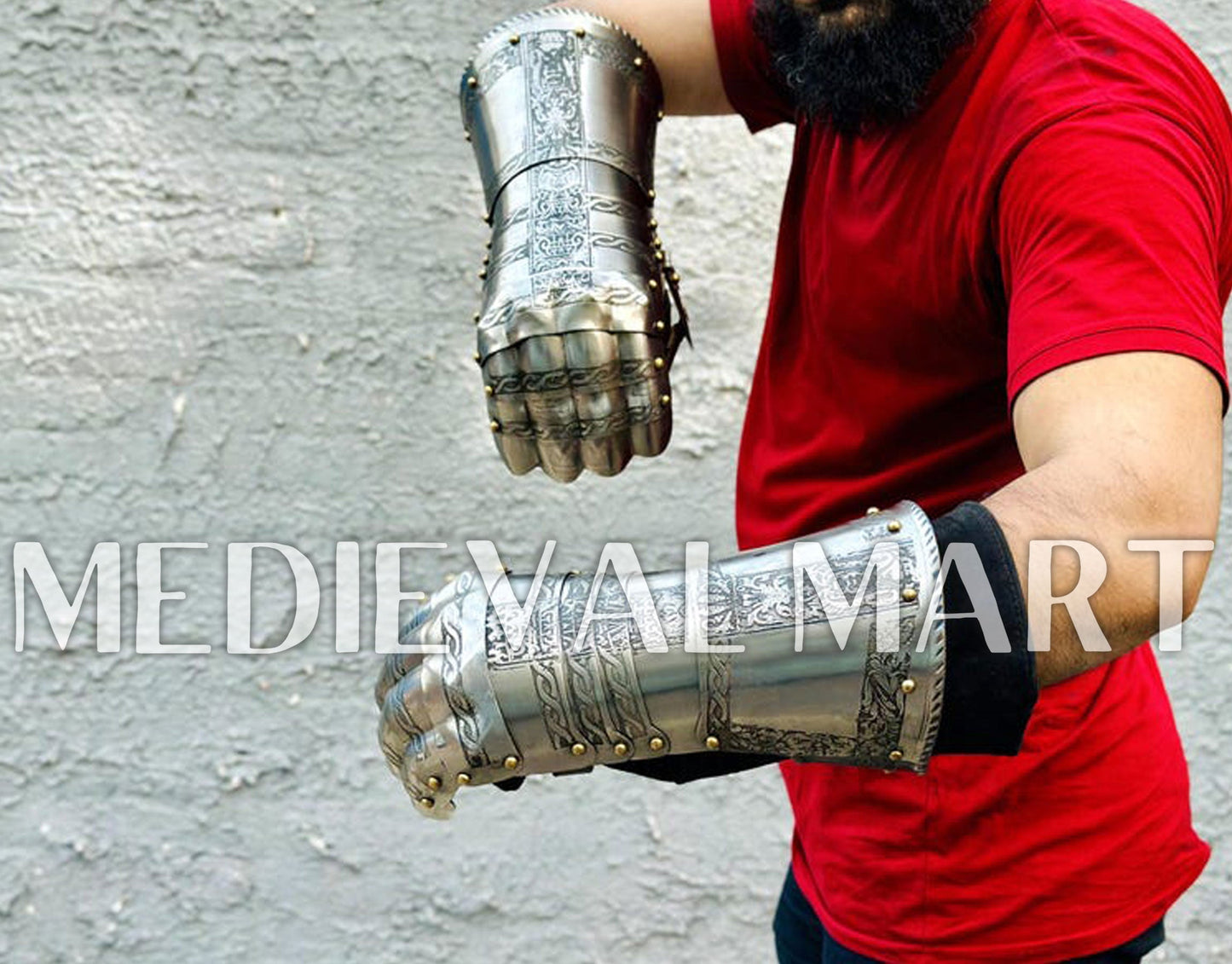 MEDIEVALMART FR Ensemble Exclusif De Gantelets Noirs Inspirés De Sauron Witcher LOTR Avec Décor Doré