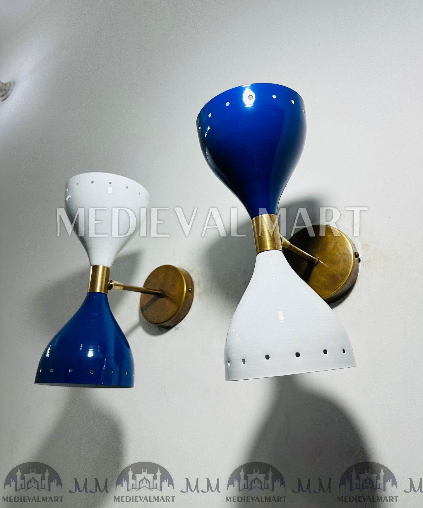 MEDIEVALMART FR Applique Murale À Double Cône En Laiton Marron, Lampe De Coiffeuse Fabriquée À La Main