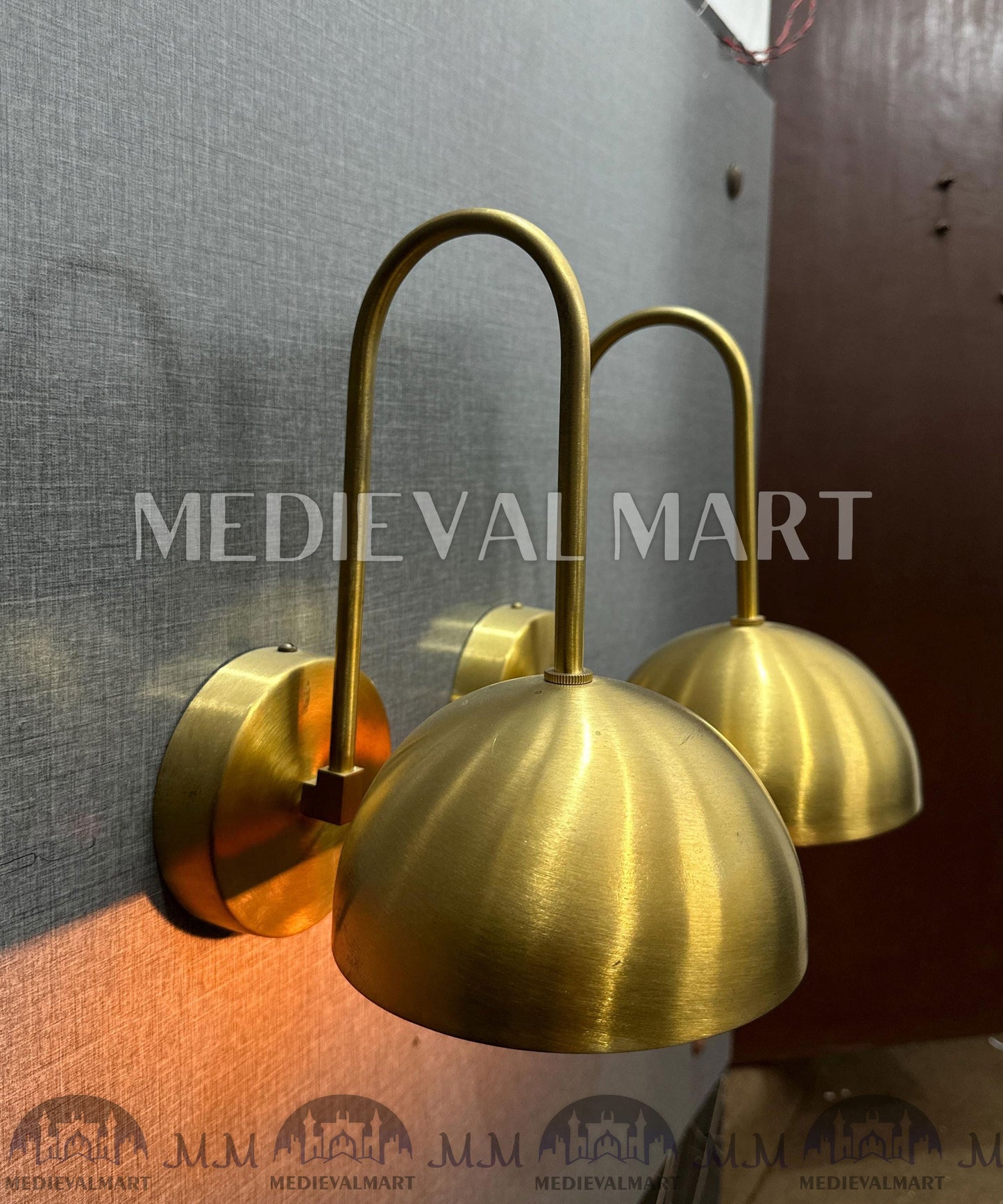 MEDIEVALMART FR Applique Murale À Double Cône En Laiton Marron, Lampe De Coiffeuse Fabriquée À La Main
