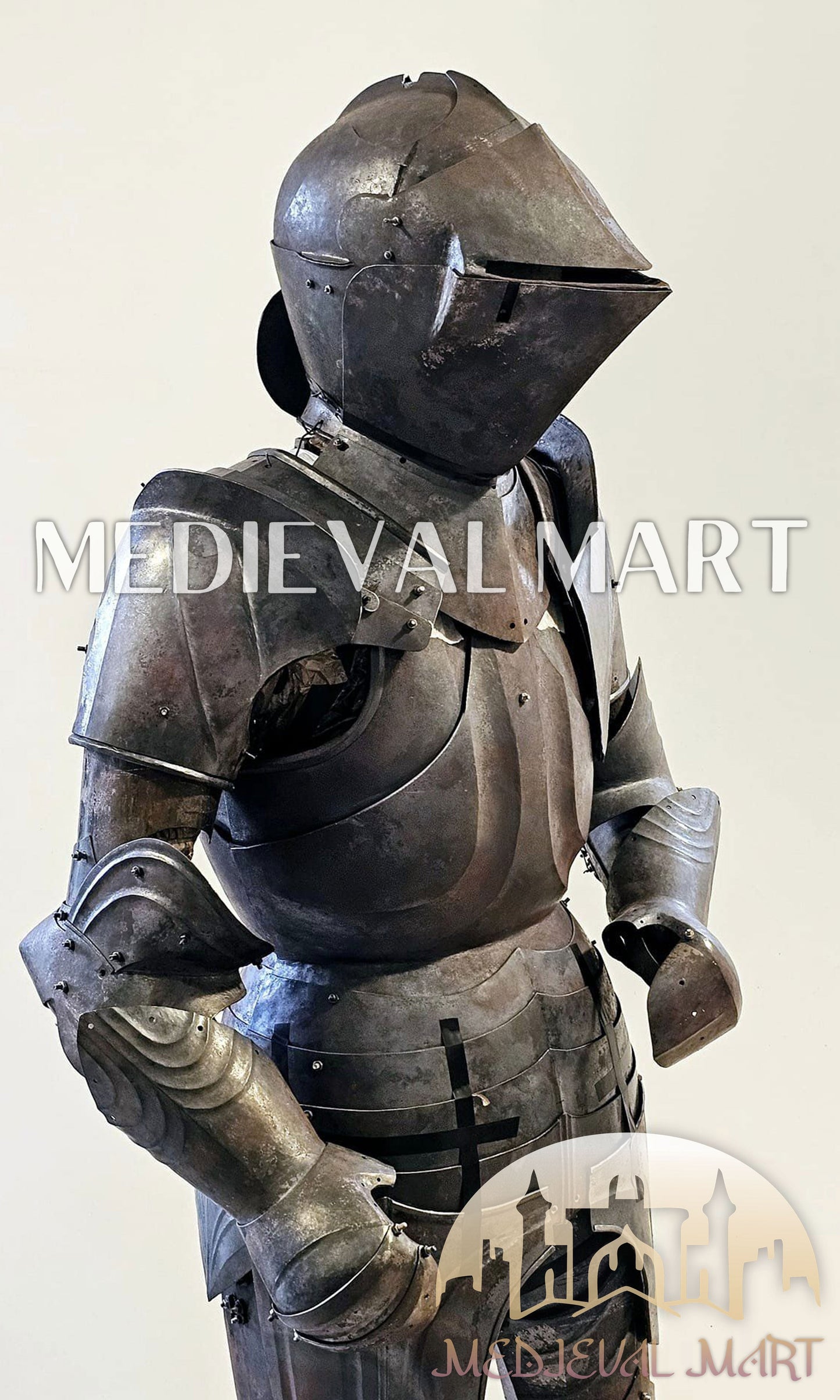 MEDIEVALMART FR Armure de Combat du XIVe Siècle – Ensemble Complet d’Armure de Buhurt avec Bassinet Klappvisor & Épée