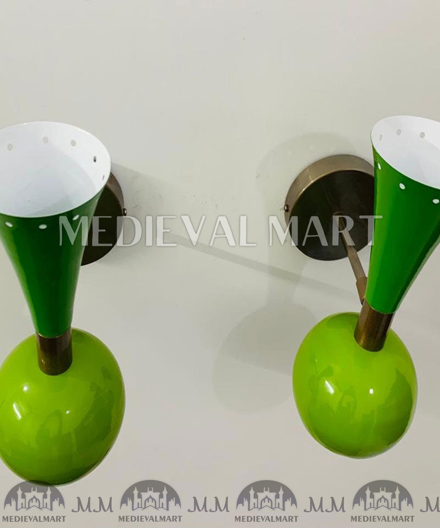 MEDIEVALMART FR Applique Murale À Double Cône En Laiton Marron, Lampe De Coiffeuse Fabriquée À La Main