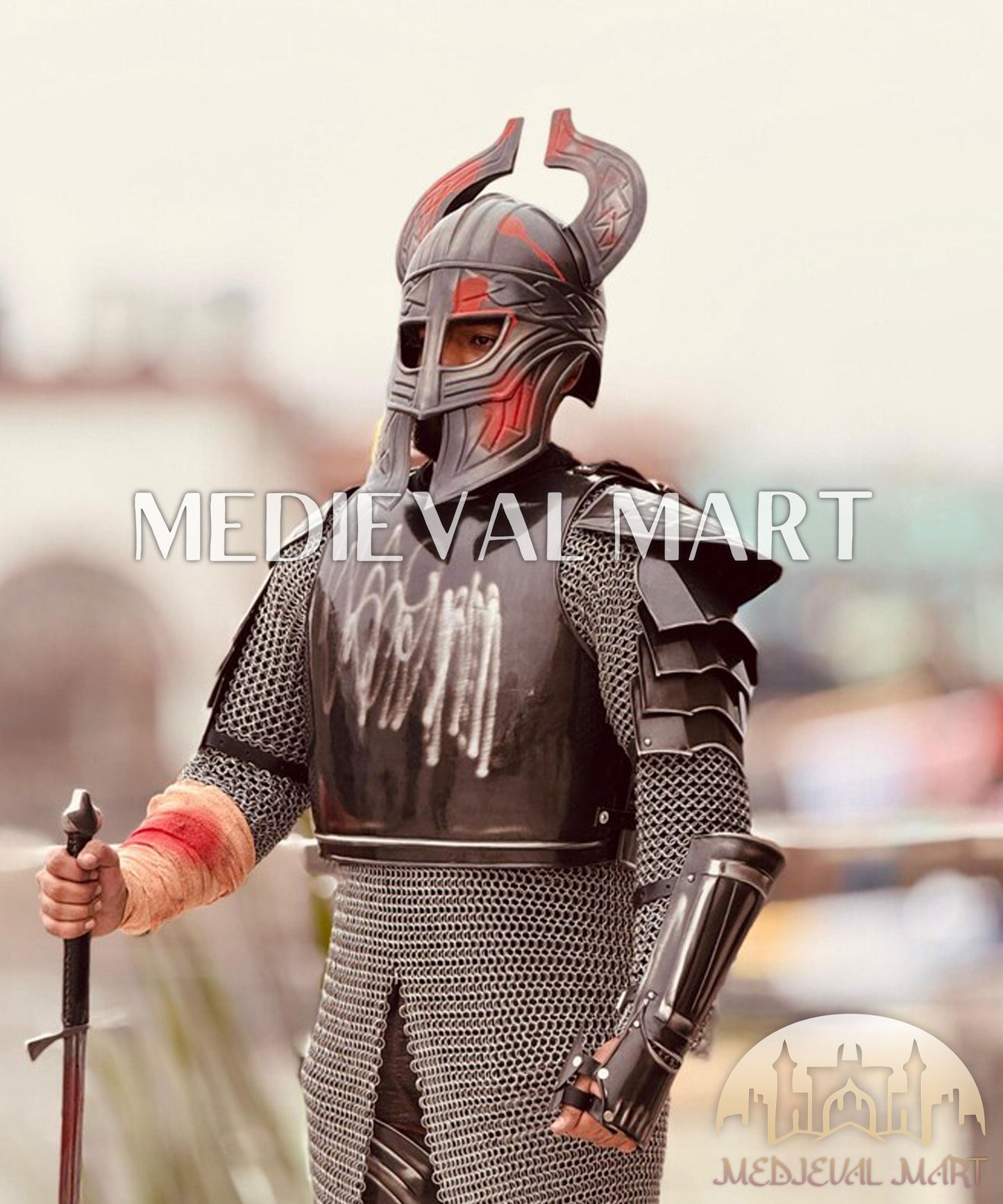 MEDIEVALMART FR Armure Médiévale de l’Empire Romain Kastenbrust – Armure Complète en Plaques avec Épée Alexander (ROA 1332)