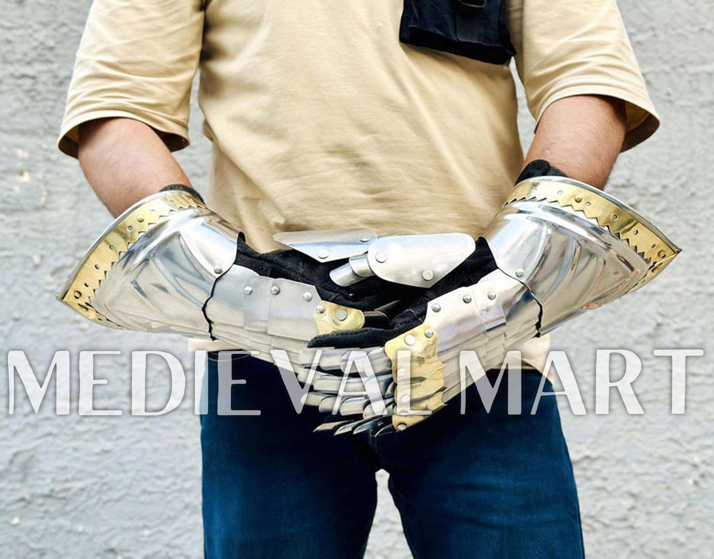 MEDIEVALMART FR Ensemble Exclusif De Gantelets Noirs Inspirés De Sauron Witcher LOTR Avec Décor Doré