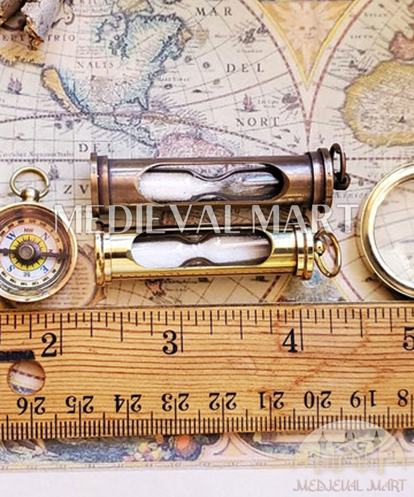 MEDIEVALMART FR Longue-Vue Nautique Antique 50X en Laiton – Télescope Portable de 18" pour Décoration Nautique