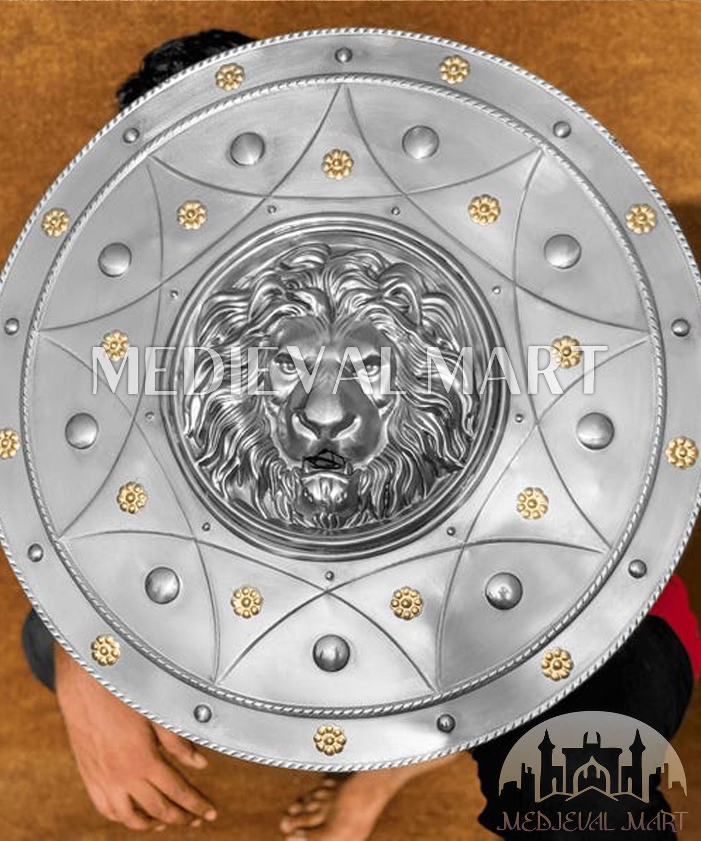 MEDIEVALMART FR Bouclier Médiéval Templier Inspiré de la Croix Zelda & Diable en Bois – Finition Bleue & Or | Cadeau pour Noël