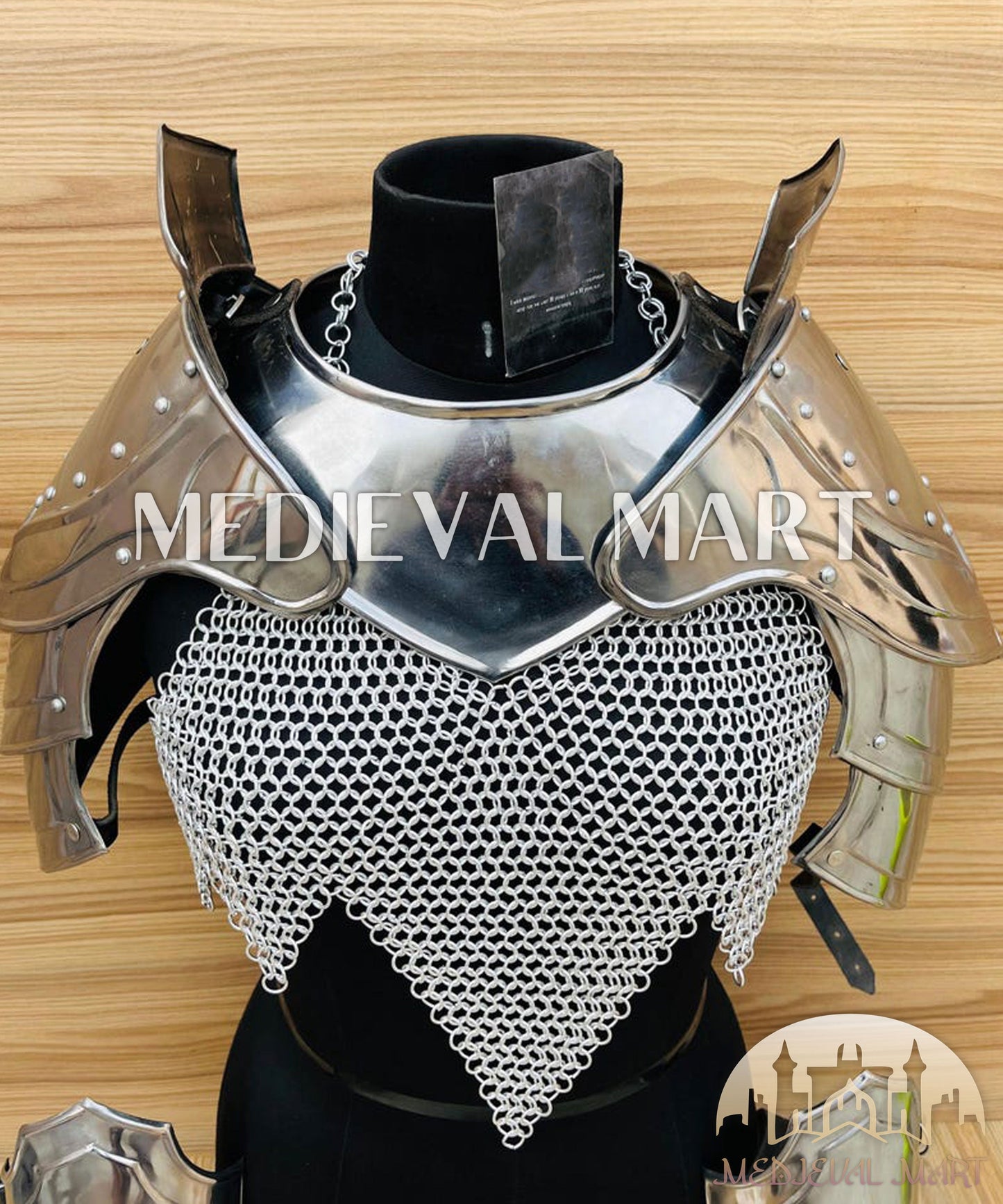 MEDIEVALMART FR Bouclier Viking Iconique Valhalla Noir/Gris – Ivar le Désossé avec Pointes en Fer | Cadeau pour Papa