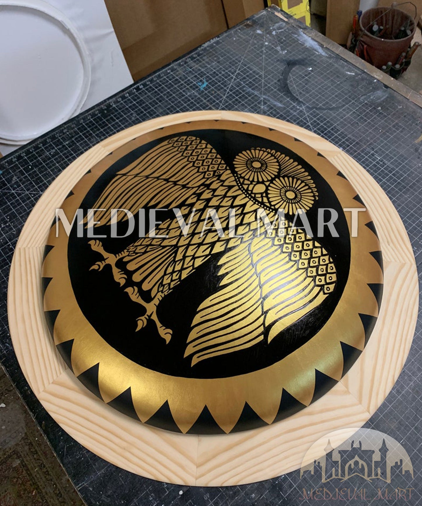 MEDIEVALMART FR Bouclier Viking Iconique Jarl Borg à Pointes en Fer – Bouclier Viking Battleworn | Cadeau pour Papa