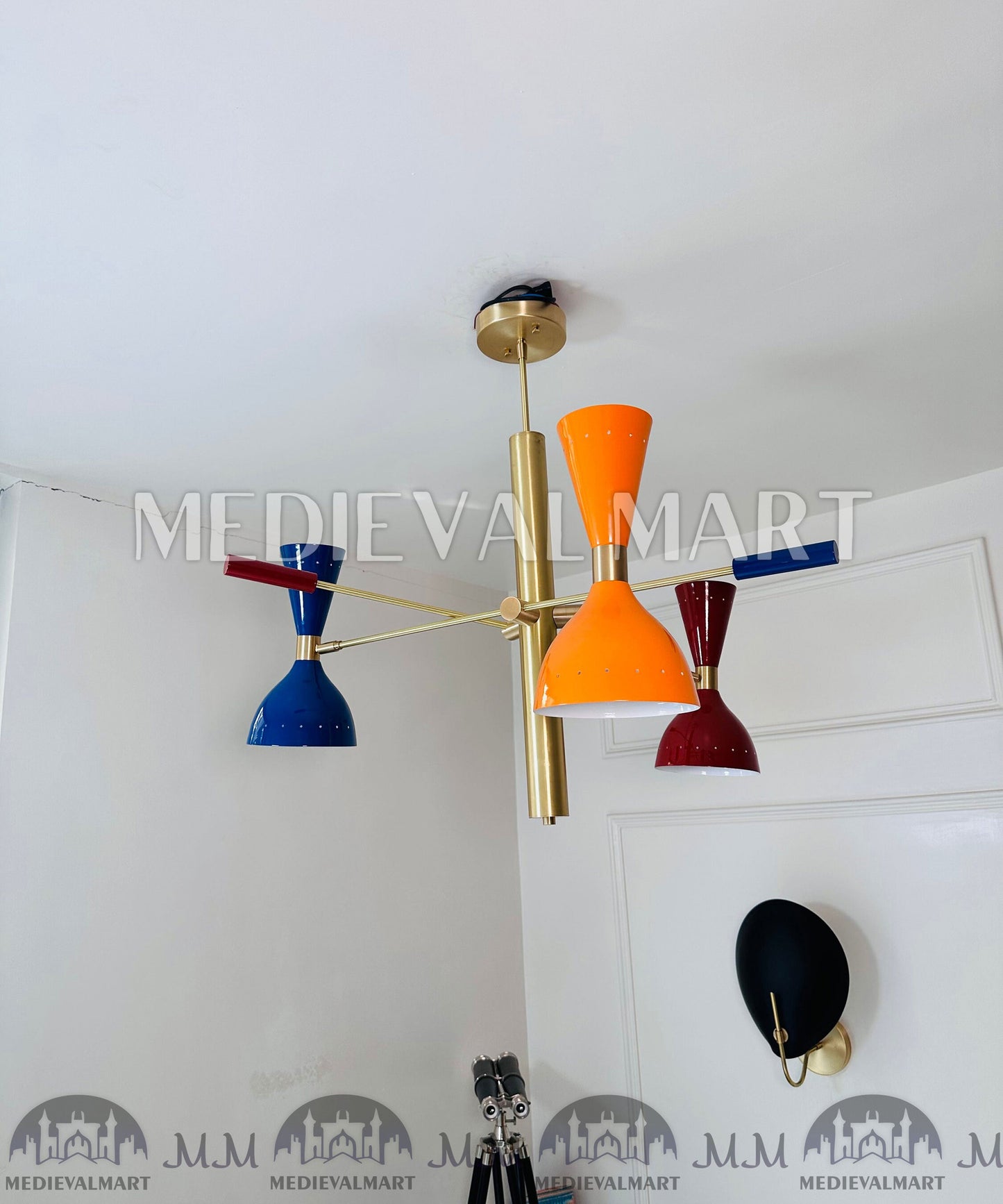 MEDIEVALMART FR Ensemble De Gantelets Dorés Inspirés De Sauron Witcher LOTR Avec Étoile Bleue – Gants D’Armure Cosplay