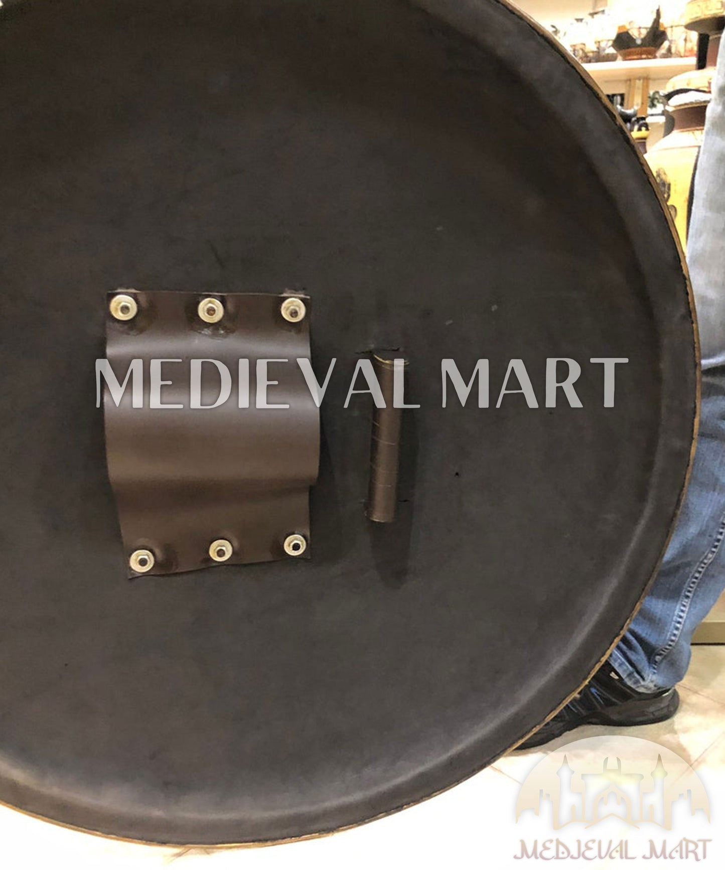 MEDIEVALMART FR Bouclier Viking Iconique Jarl Borg à Pointes en Fer – Bouclier Viking Battleworn | Cadeau pour Papa