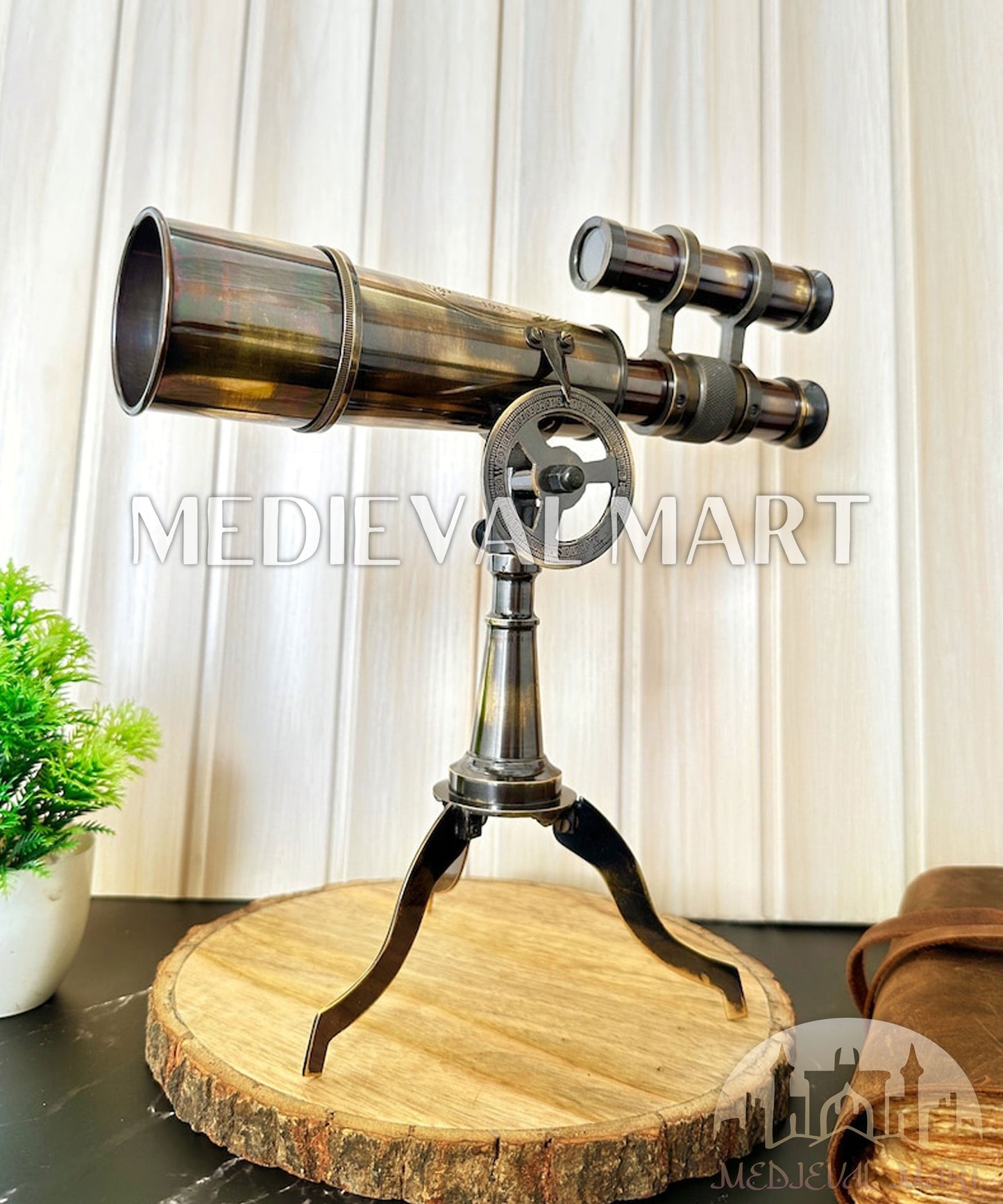 MEDIEVALMART FR Longue-Vue Nautique Antique 50X en Laiton – Télescope Portable de 18" pour Décoration Nautique