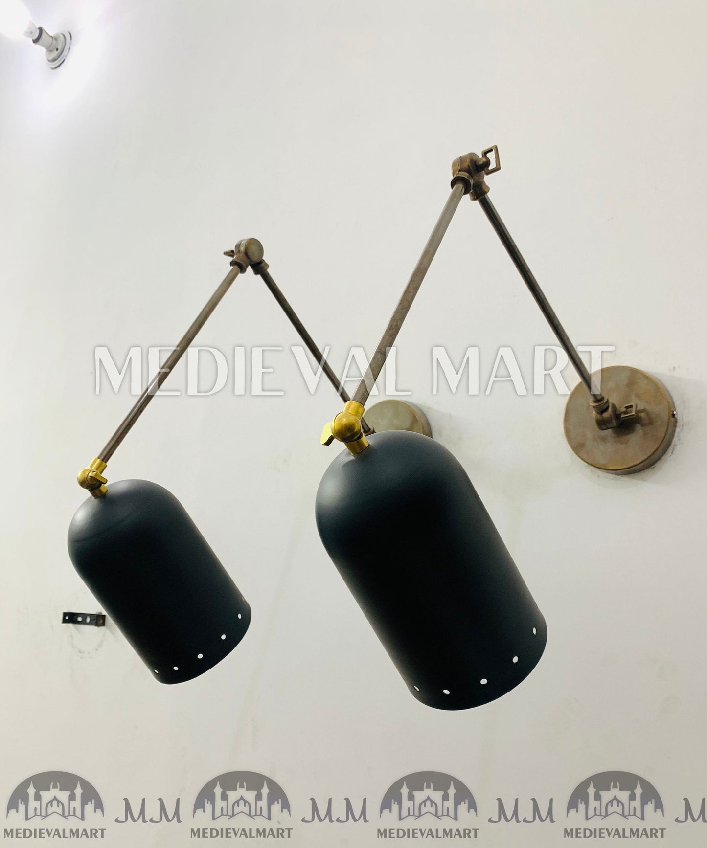 MEDIEVALMART FR Applique Murale À Double Cône En Laiton Marron, Lampe De Coiffeuse Fabriquée À La Main