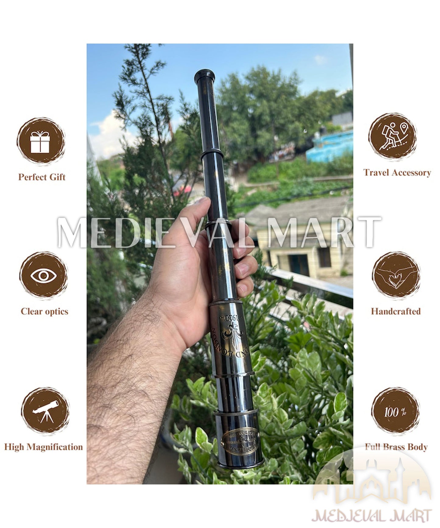 MEDIEVALMART FR Bouclier Médiéval Templier Inspiré de la Croix Zelda & Diable en Bois – Finition Bleue & Or | Cadeau pour Noël