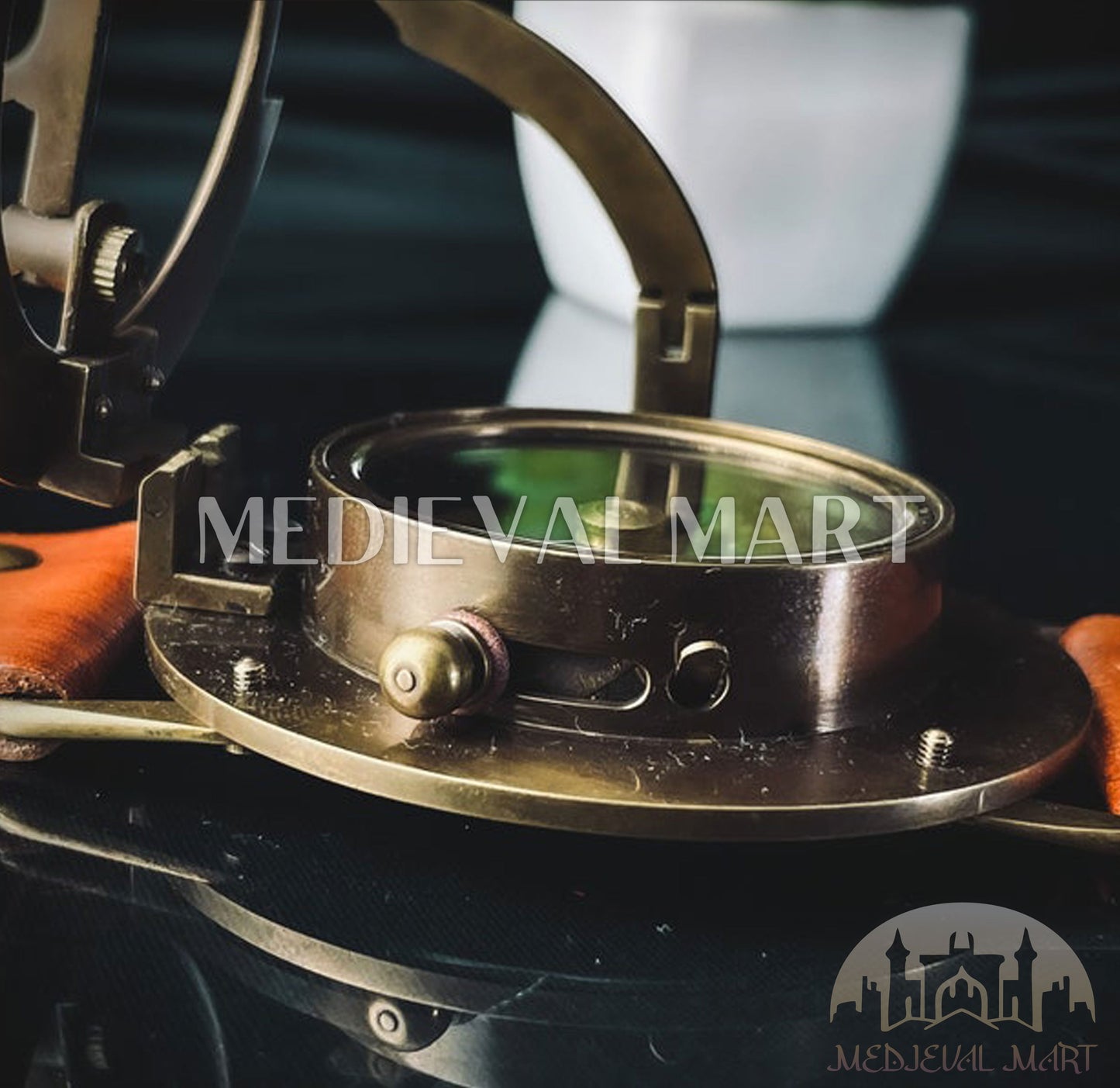 MEDIEVALMART FR Boussole Nautique Vintage Trip Gear en Laiton – Finition Or Brillant avec Base en Bois | Cadeau pour Maman