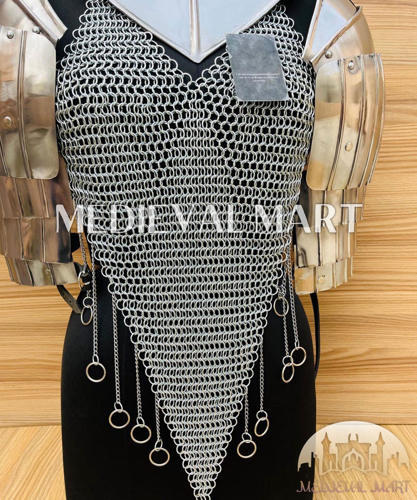 MEDIEVALMART FR Bouclier Viking Iconique Valhalla Noir/Gris – Ivar le Désossé avec Pointes en Fer | Cadeau pour Papa