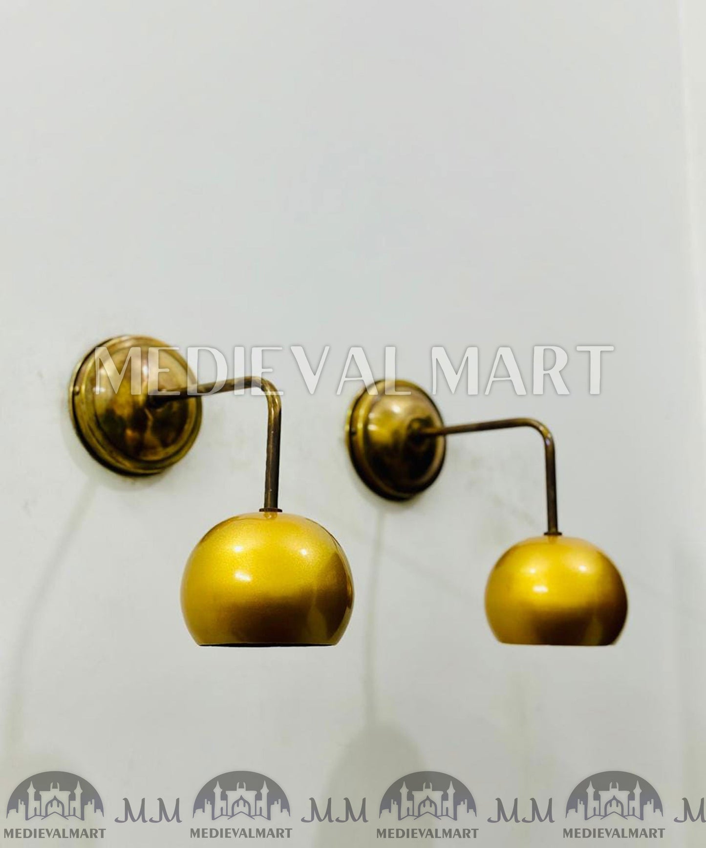 MEDIEVALMART FR Applique Murale À Double Cône En Laiton Marron, Lampe De Coiffeuse Fabriquée À La Main