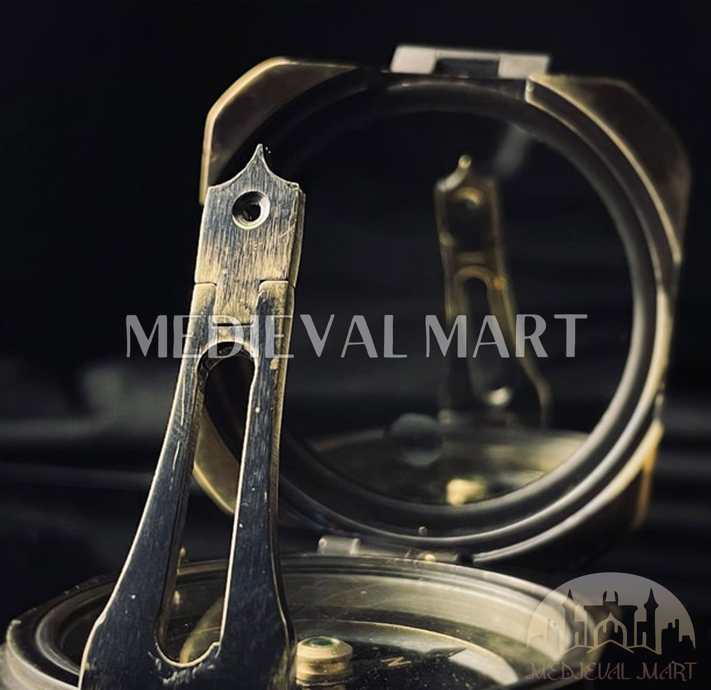 MEDIEVALMART FR Boussole Nautique Vintage Trip Gear en Laiton – Finition Or Brillant avec Base en Bois | Cadeau pour Maman
