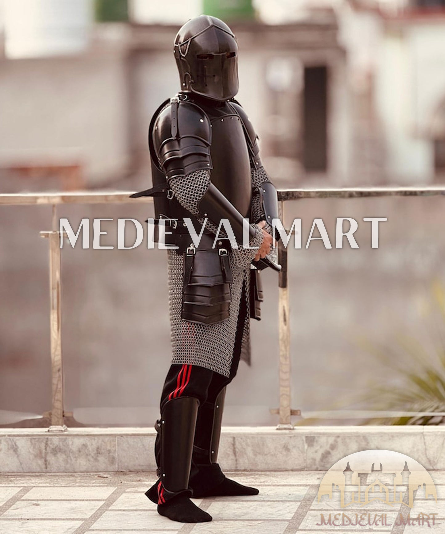 MEDIEVALMART FR Armure Médiévale de l’Empire Romain Kastenbrust – Armure Complète en Plaques avec Épée Alexander (ROA 1332)