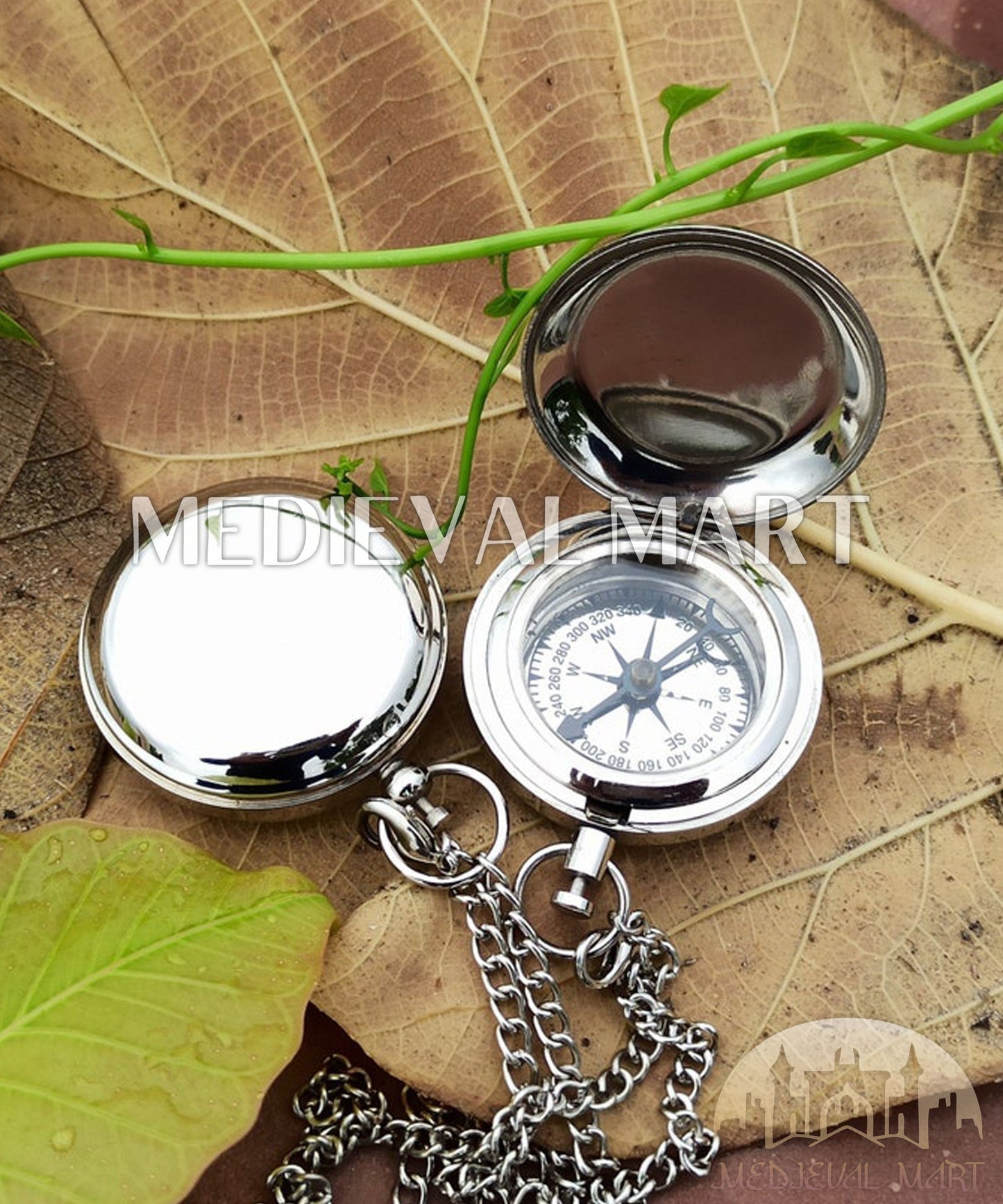 MEDIEVALMART FR Boussole Nautique Vintage Trip Gear en Laiton – Finition Or Brillant avec Base en Bois | Cadeau pour Maman