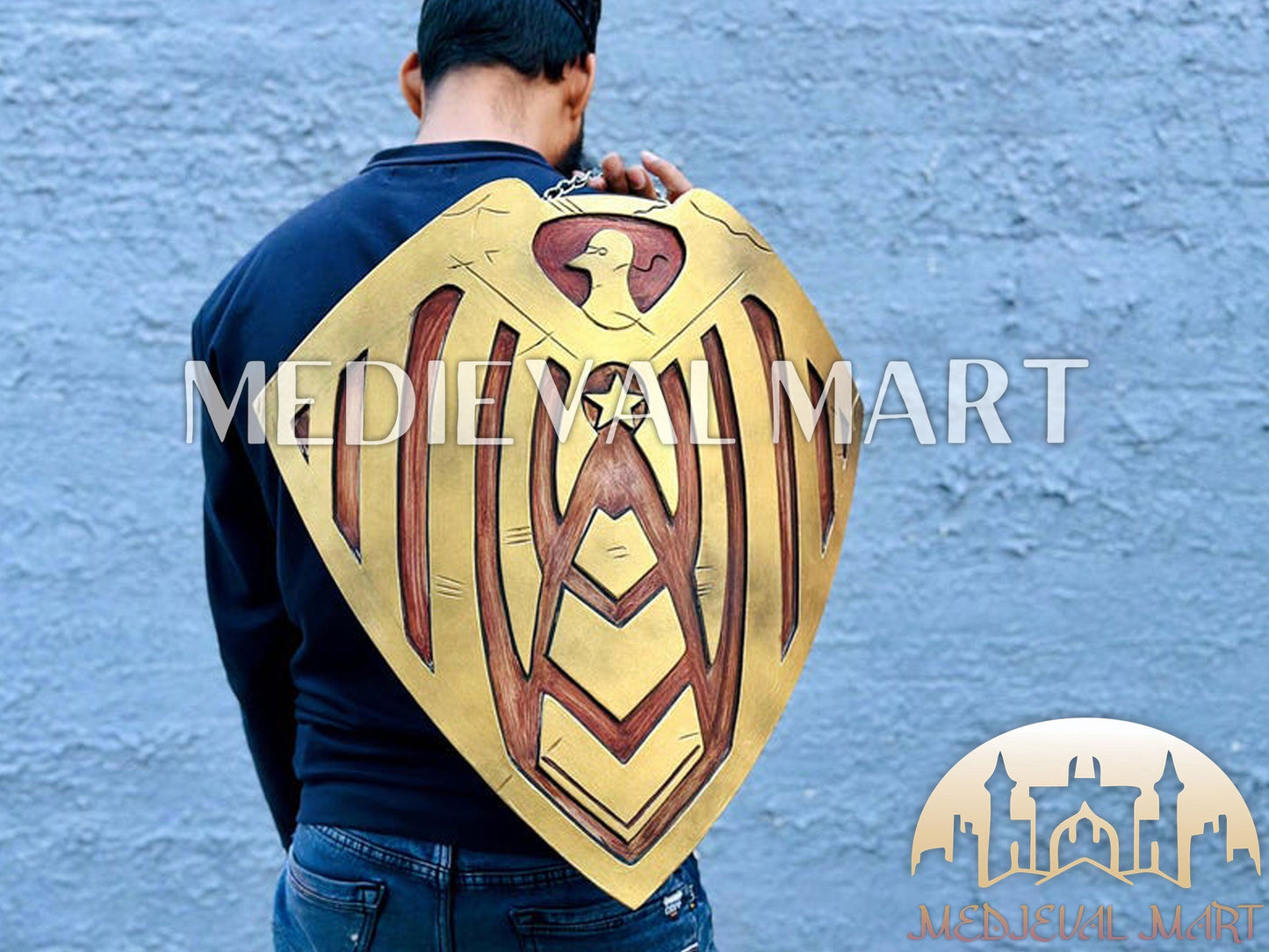 MEDIEVALMART FR Bouclier Viking Iconique Jarl Borg à Pointes en Fer – Bouclier Viking Battleworn | Cadeau pour Papa