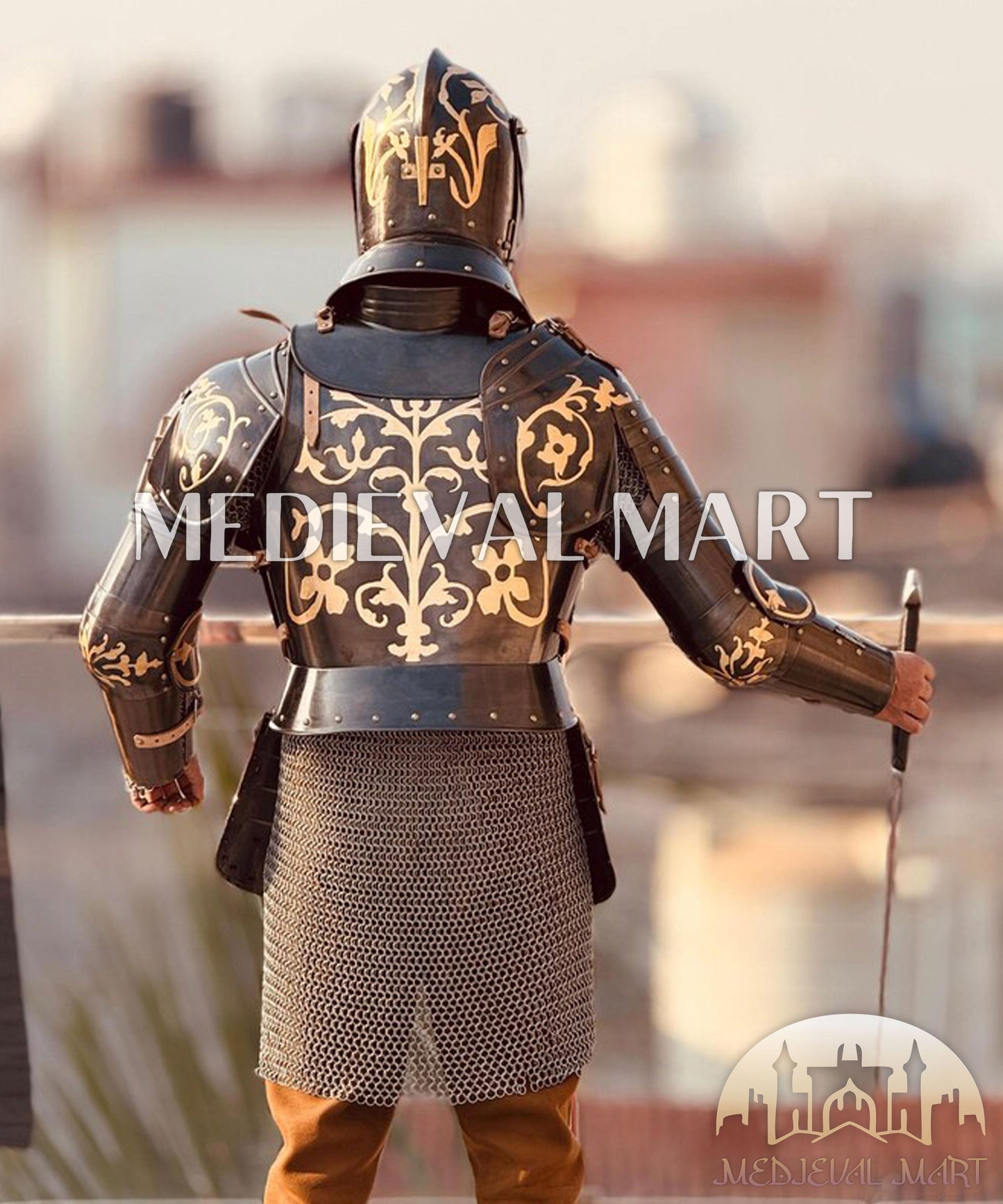 MEDIEVALMART FR Armure Médiévale de l’Empire Romain Kastenbrust – Armure Complète en Plaques avec Épée Alexander (ROA 1332)