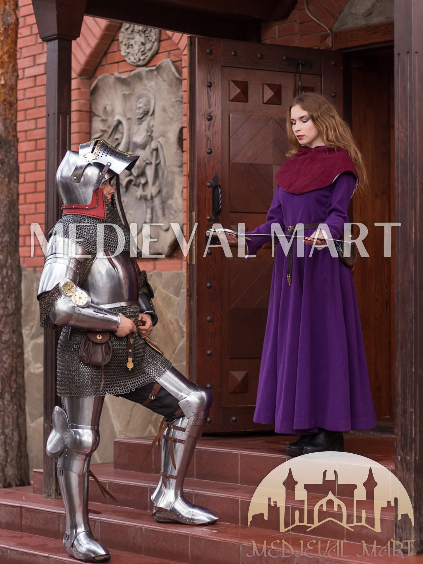 MEDIEVALMART FR Armure de Combat du XIVe Siècle – Ensemble Complet d’Armure de Buhurt avec Bassinet Klappvisor & Épée