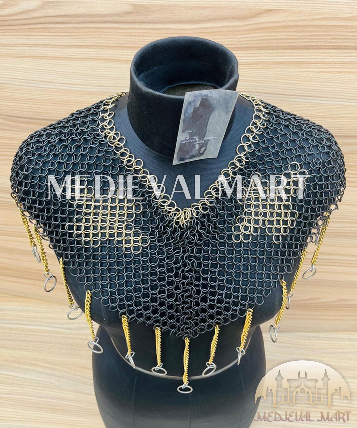 MEDIEVALMART FR Bouclier Viking Iconique Valhalla Noir/Gris – Ivar le Désossé avec Pointes en Fer | Cadeau pour Papa
