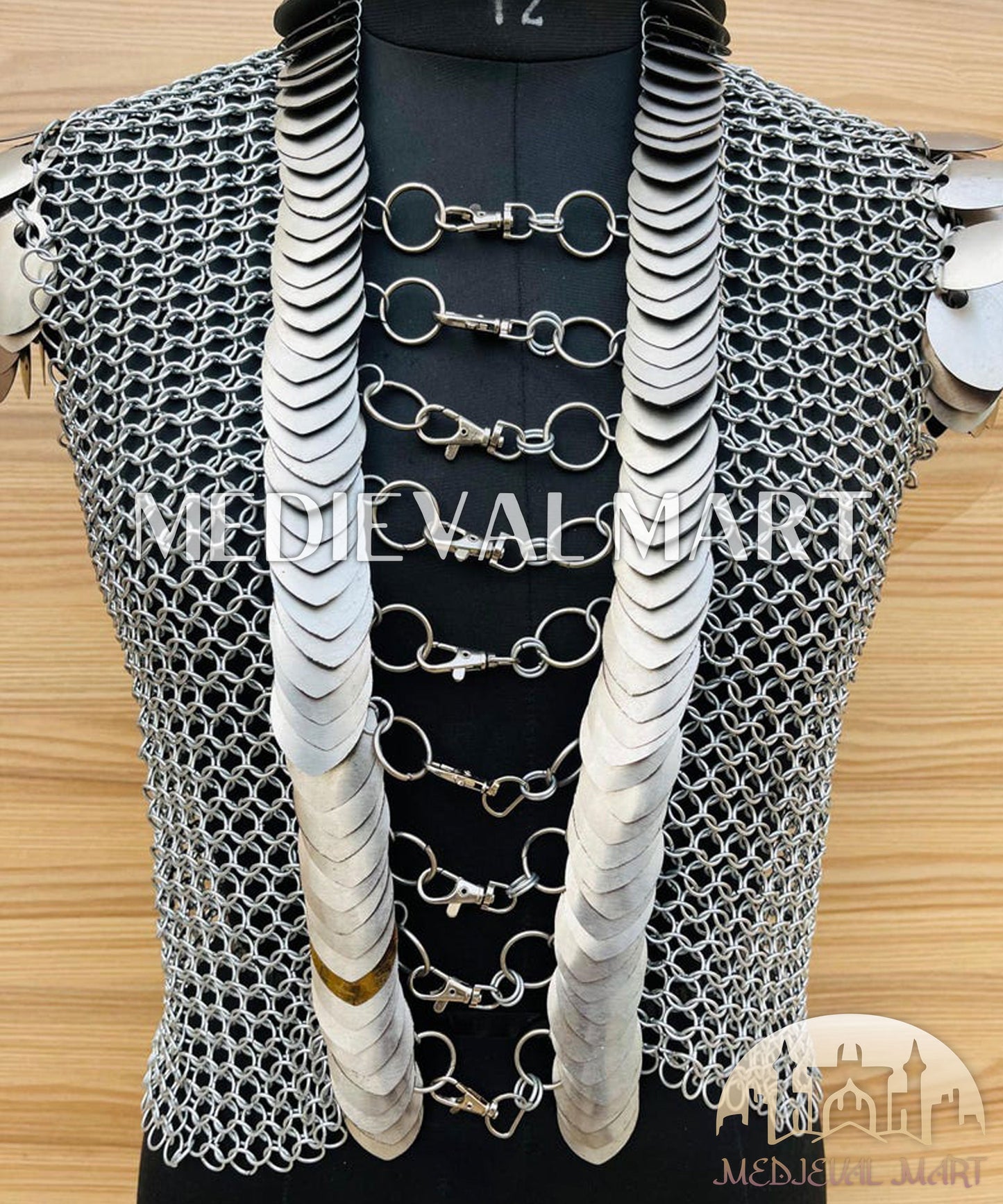 MEDIEVALMART FR Bouclier Viking Iconique Valhalla Noir/Gris – Ivar le Désossé avec Pointes en Fer | Cadeau pour Papa