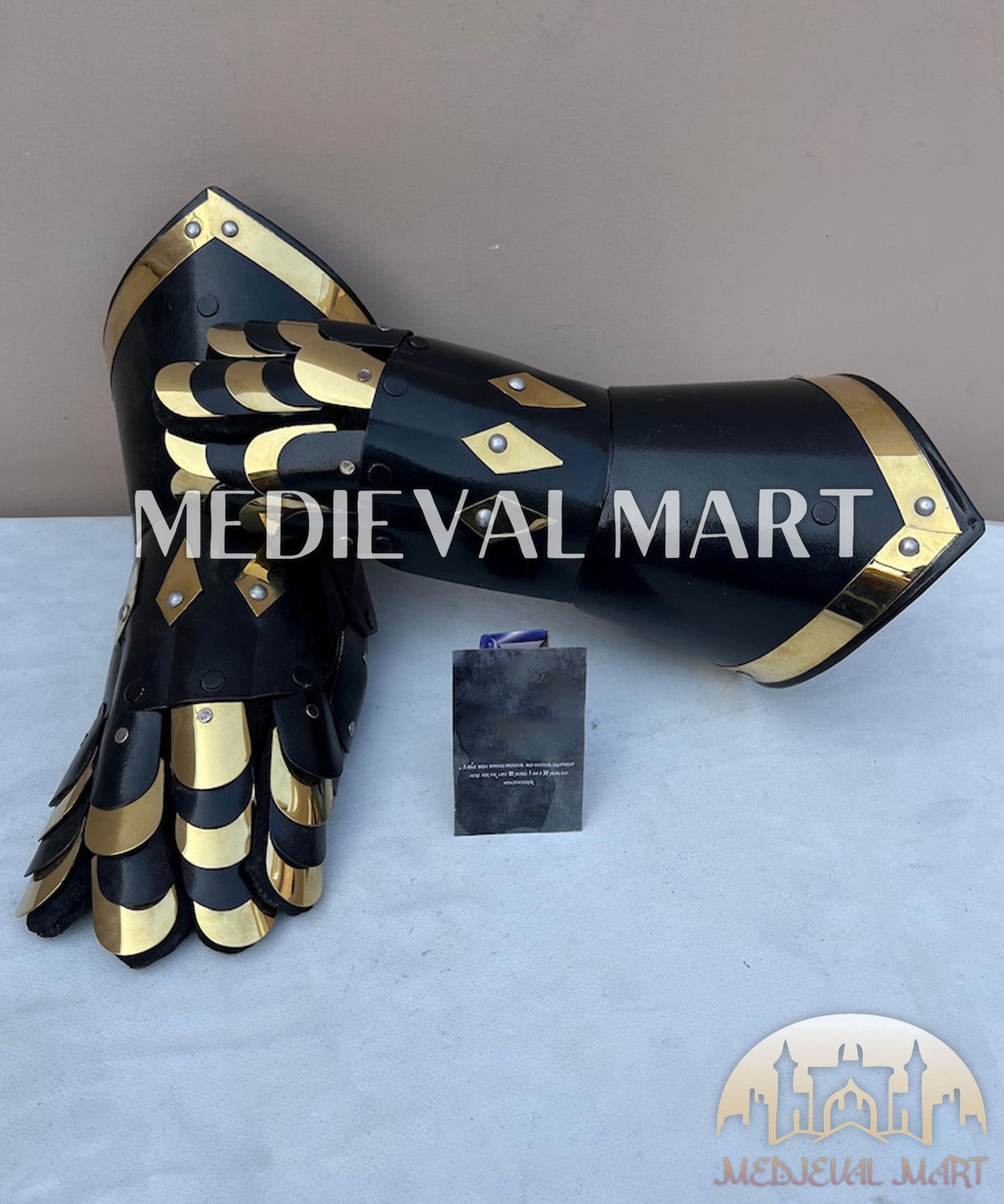 MEDIEVALMART FR Ensemble Exclusif De Gantelets Noirs Inspirés De Sauron Witcher LOTR Avec Décor Doré