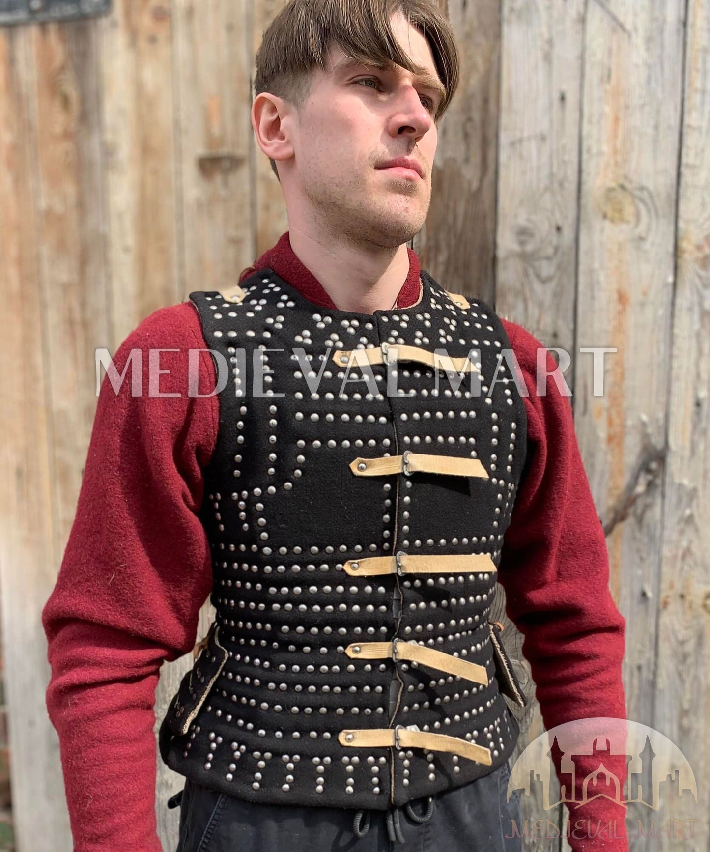 MEDIEVALMART  Armure Brigandine de la Renaissance – Luxe Simplifiée – PREMIUM Noir – À Plaques – Type Royal