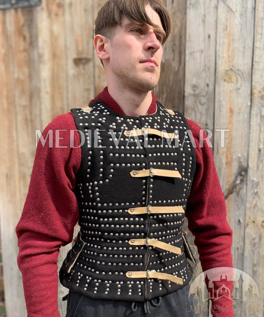 MEDIEVALMART  Armure Brigandine de la Renaissance – Luxe Simplifiée – PREMIUM Noir – À Plaques – Type Royal